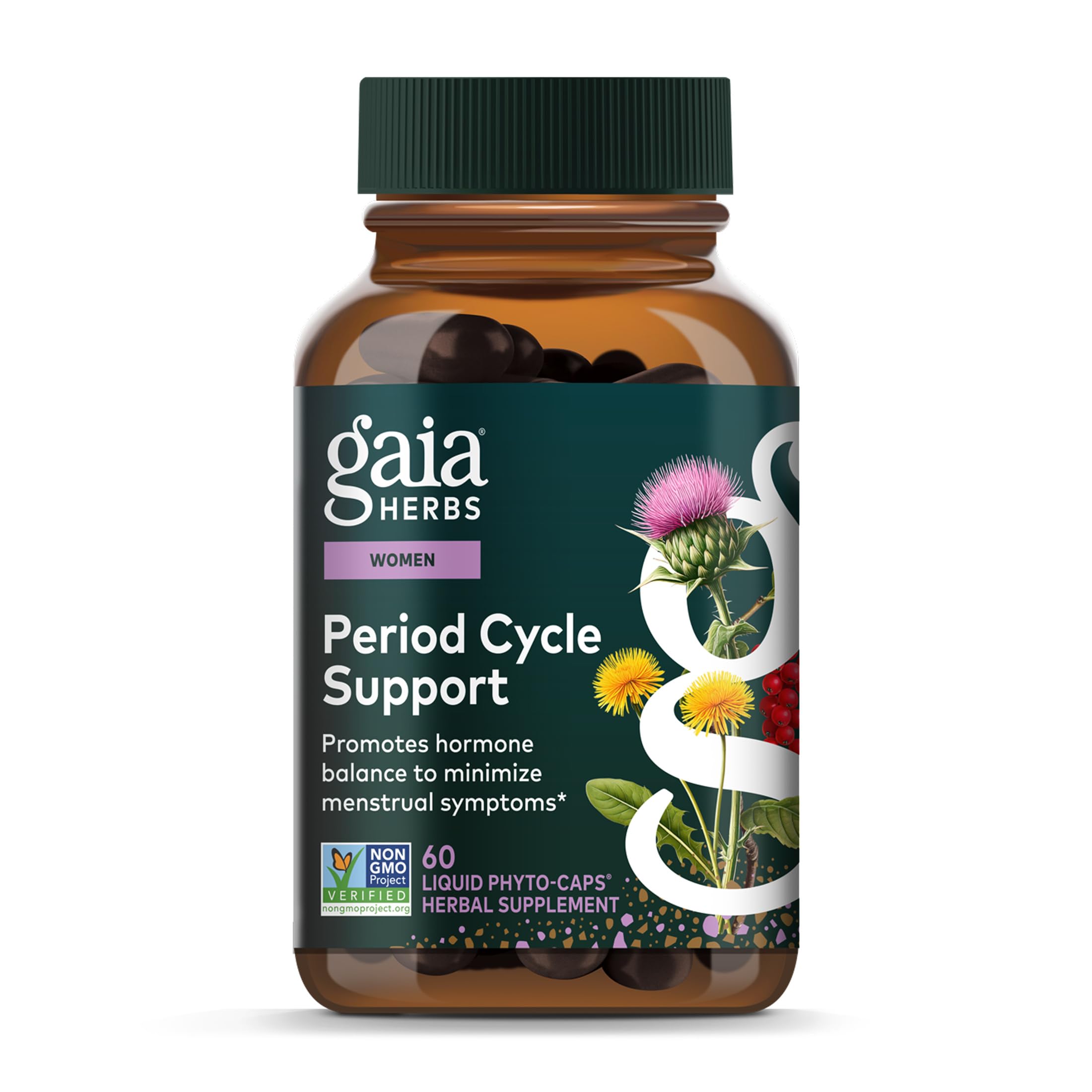 Gaia Herbs Period Cycle Support - Supports Hormone Balance & PMS Relief* - Herbal Supplement with Vitex Berry & Schisandra - Free from Gluten, Dairy & Soy - 60 Vegan Capsules (60 Servings) Gaia Herbs uk supplements