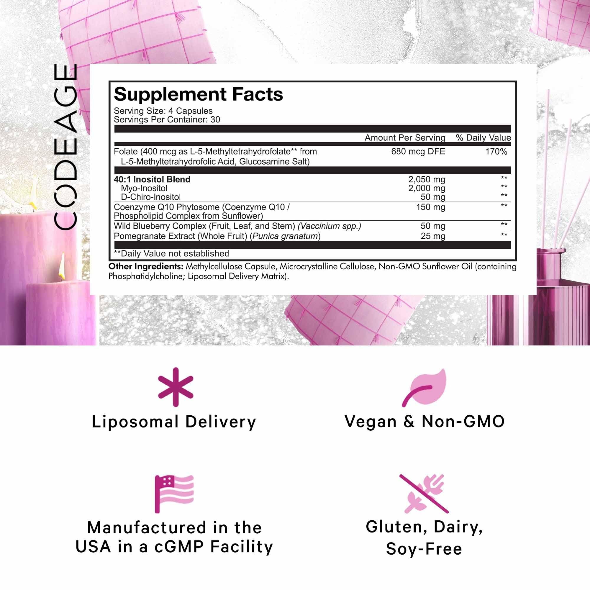 Codeage Liposomal Ovarian Inositol + Supplement - Myo-Inositol, D-Chiro-Inositol Codeage uk supplements