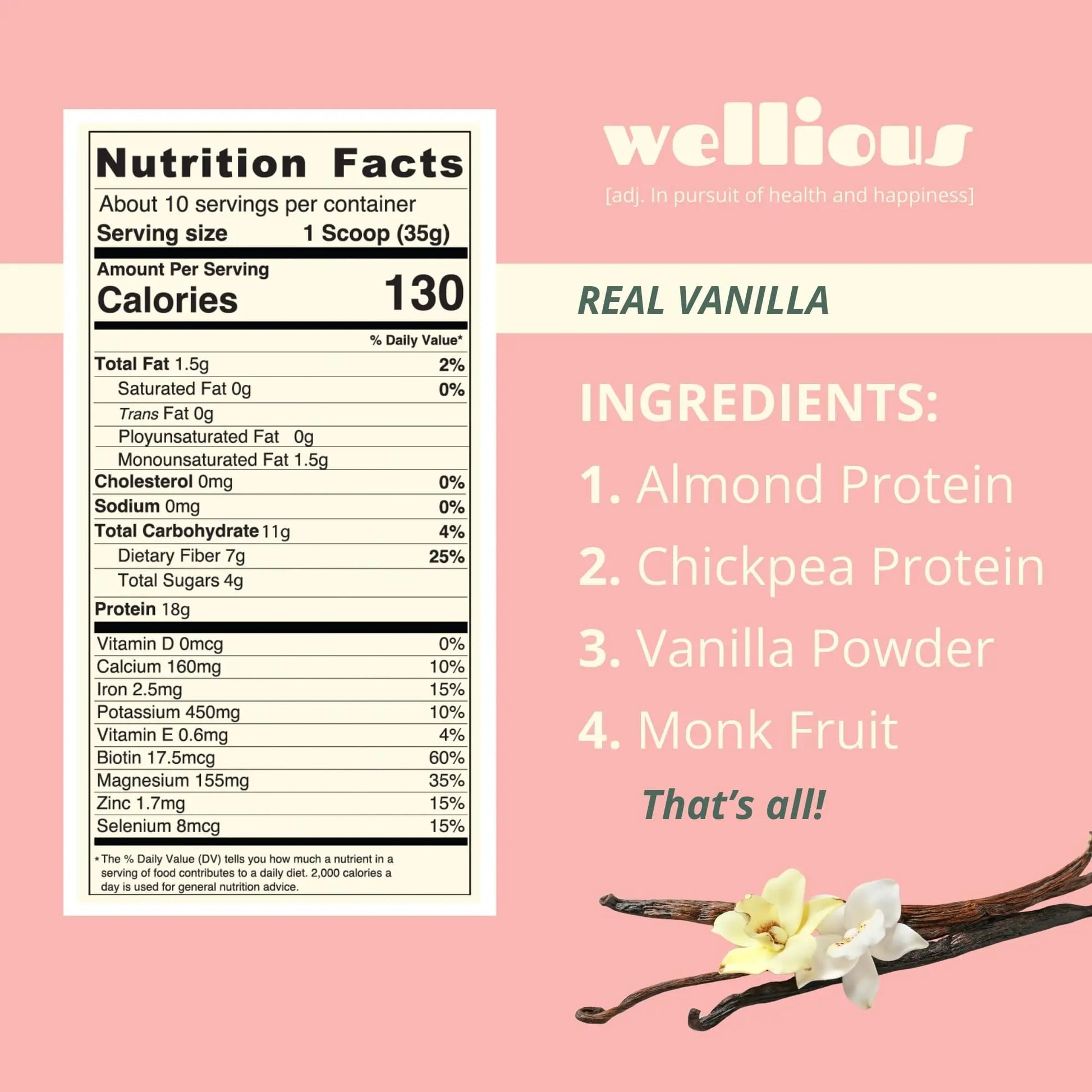 wellious Almond Protein Powder (Vanilla) - 18 Grams of Pure Healthiest Vegan Protein for Women & Men - Perfect Soy-Free & Smooth Gut Friendly Protein Powder for Sports Nutrition wellious uk supplements
