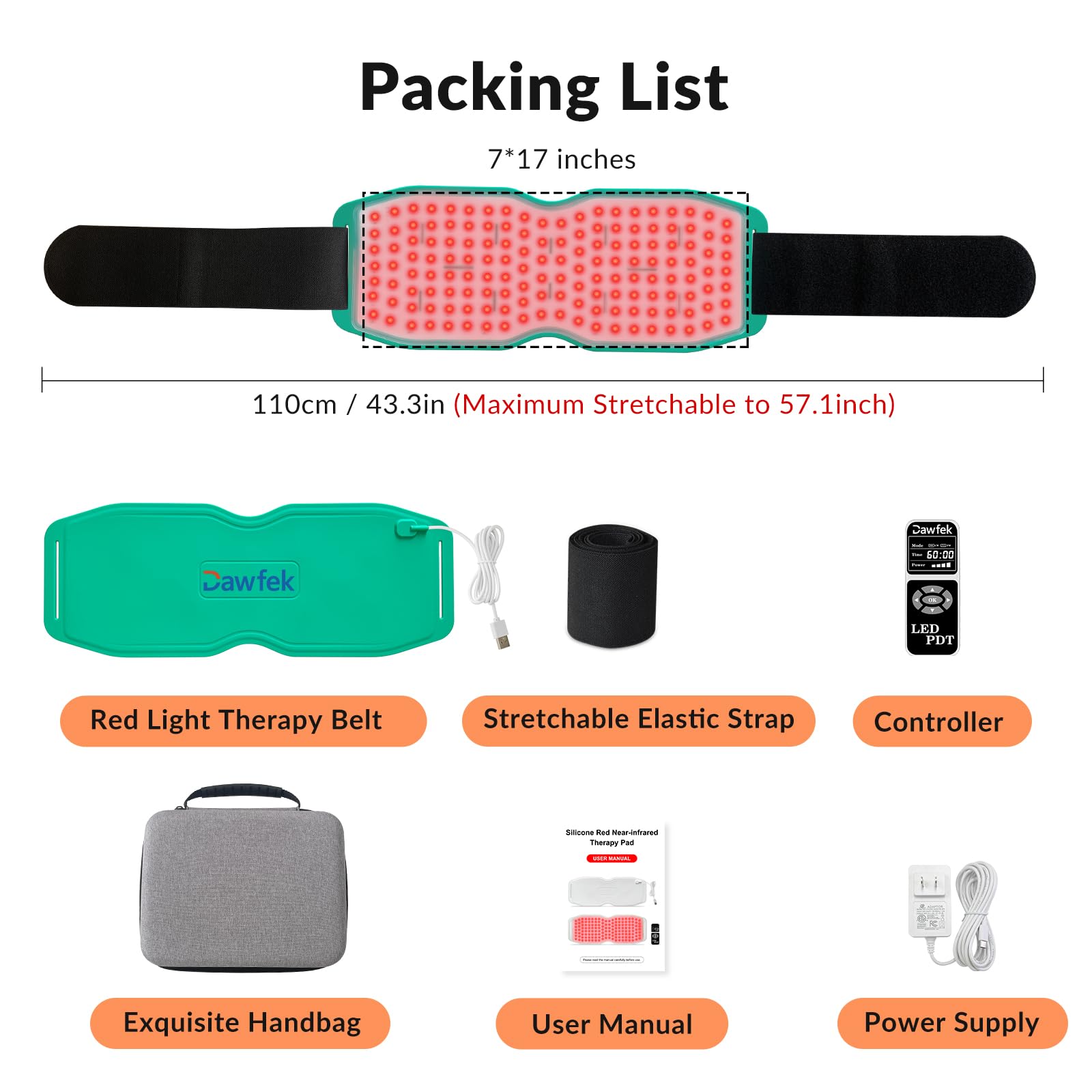 Dawfek Red Light Therapy Belt for Pain Relief Silicone Wearable Near Infrared Light Wrap Deep Dawfek uk supplements