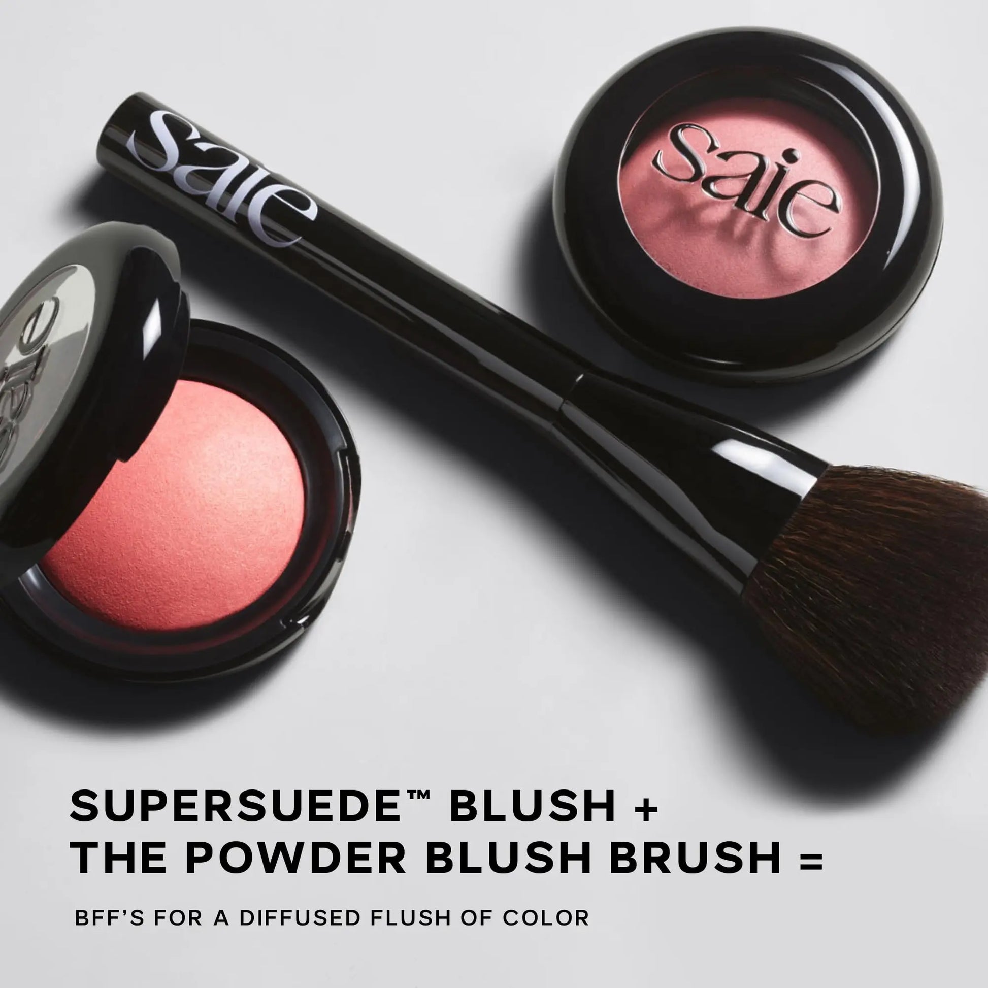 Saie Blush & Brush Duo - SuperSuede Baked Blush in Mia (.01 oz) & Powder Blush Brush - Talc-Free, Moisturizing Blush with Vegan, Fluffy Brush for Seamless Application Saie uk supplements