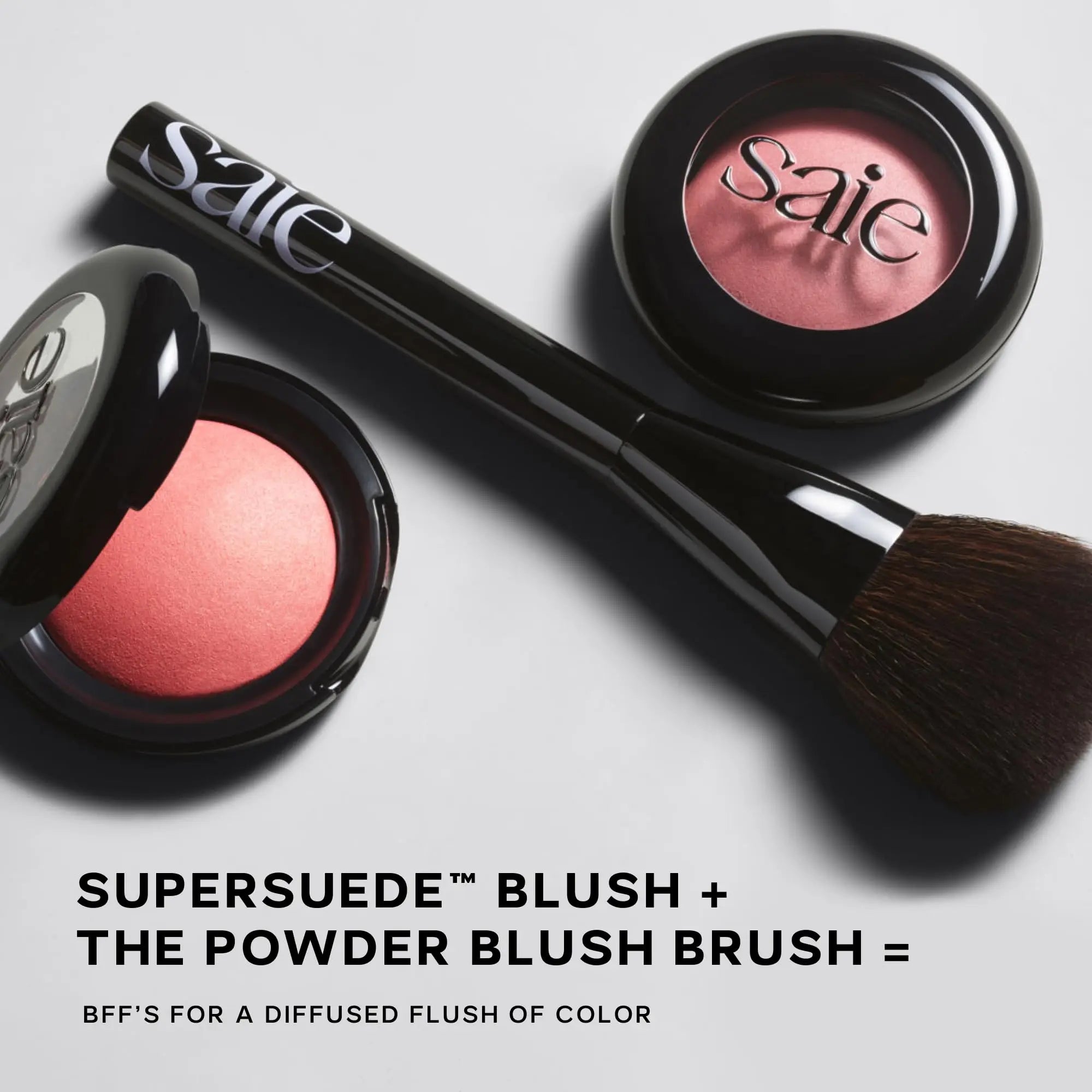 Saie Blush & Brush Duo - SuperSuede Baked Blush in Bella (.01 oz) & Powder Blush Brush - Talc-Free, Moisturizing Blush with Vegan, Fluffy Brush for Seamless Application Saie uk supplements