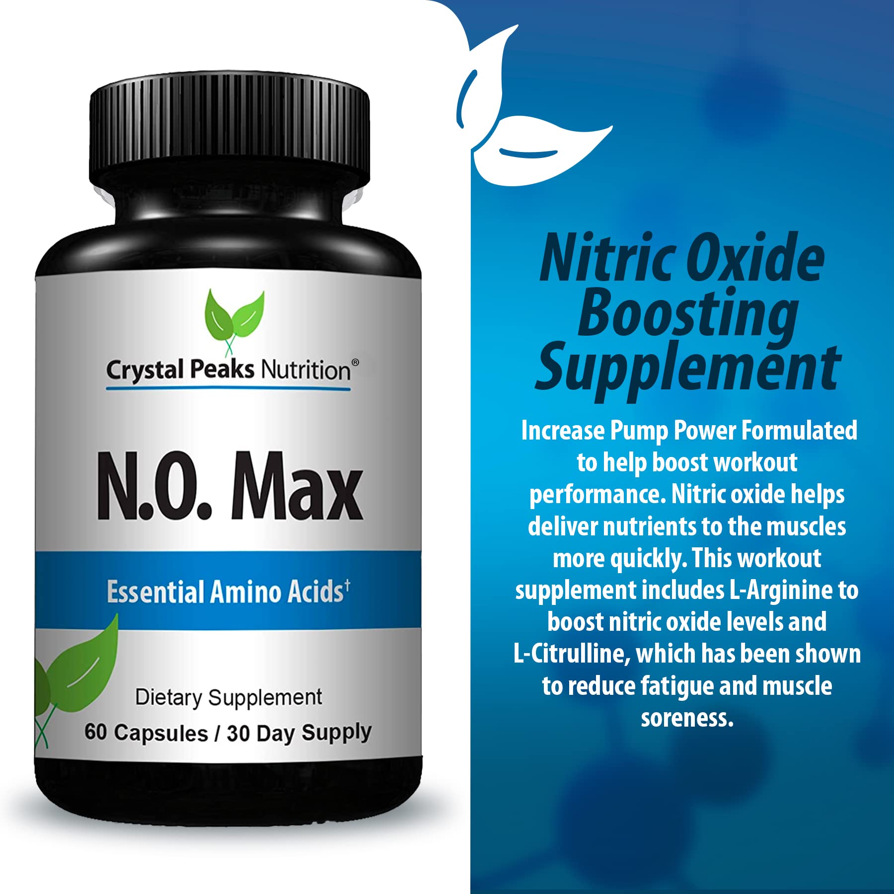 CRYSTAL PEAKS NUTRITION N.O. Max Nitric Oxide Supplement - L Arginine, Citrulline CRYSTAL PEAKS NUTRITION uk supplements