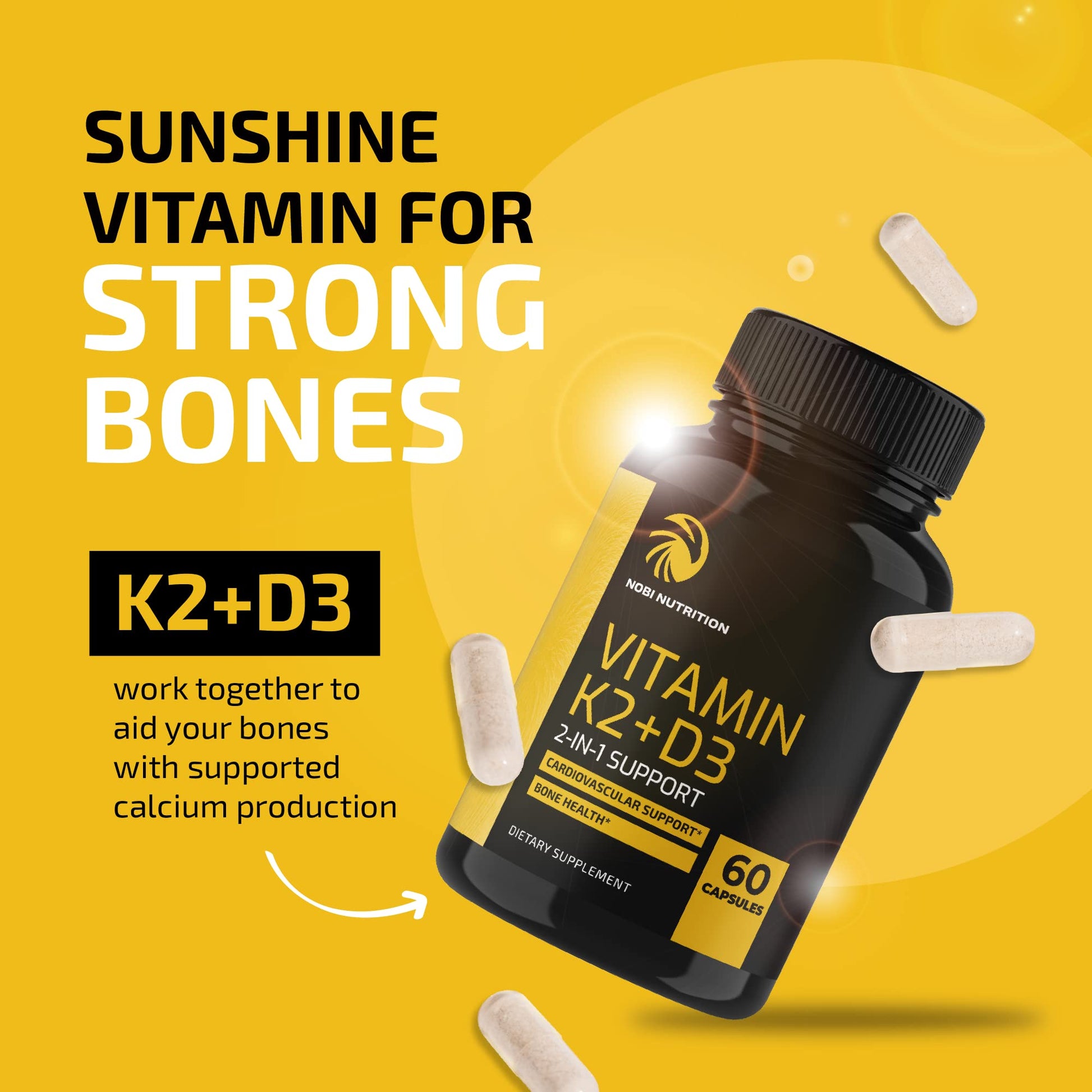 Vitamin D3 K2 5000 IU for Immune System, Strong Bones & Teeth Support | Vitamin D3 Nobi Nutrition uk supplements