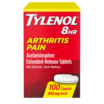Tylenol 8HR Arthritis Pain Relief Caplets, Fast, Strong Pain Relief, 650 mg Acetaminophen for Minor Arthritis & Joint Pain, Fever Reducer, Extended Release, Won't Irritate Stomach, 100 Count Tylenol uk supplements
