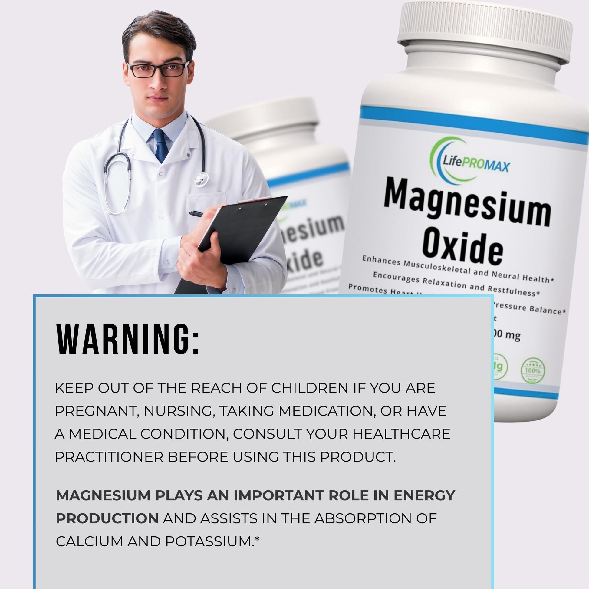 Magnesium 400mg [High Potency] Supplement – Magnesium Oxide for Immune Support, Muscle Recovery, Leg Cramps and Relaxation 120 Tablets LifePROMAX uk supplements
