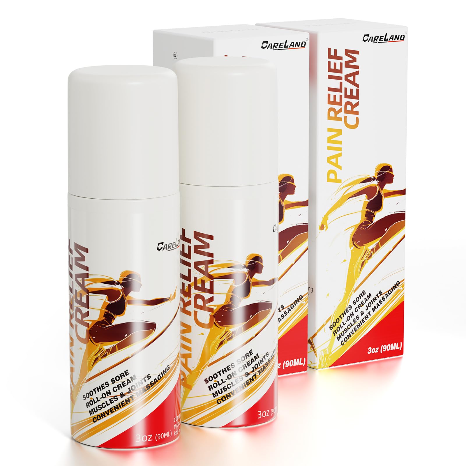CARELAND Pain Relief Roll On Cream 2 Pack Capsaicin Roll On with Menthol & Methyl Salicylate Formula, 3oz, Cooling Joint Pain Relief for Knee, Lower Back, Neck & Sore Muscles, Arthritis Pain Reliever CARELAND uk supplements