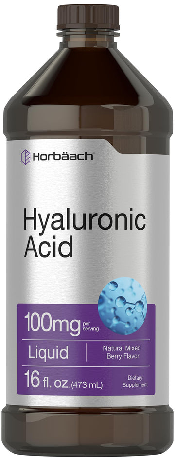 Liquid Hyaluronic Acid Supplement | 100 mg | 16 oz | Mixed Berry Flavor | Non-GMO Horbäach uk supplements