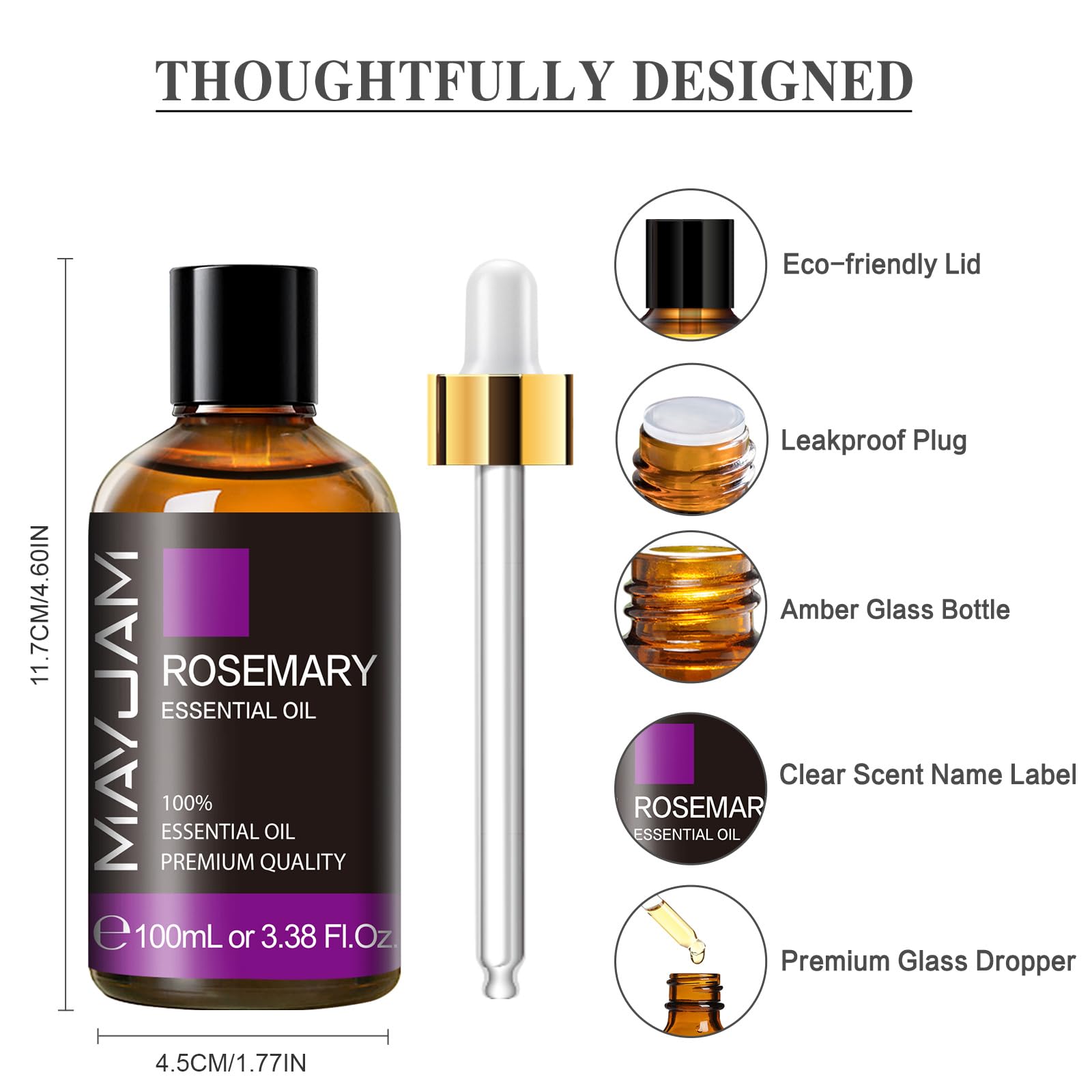 MAYJAM Essential Oil, Rosemary Oil 3.38FL.OZ - Rosemary Essential Oils for Diffusers for Home MAYJAM uk supplements