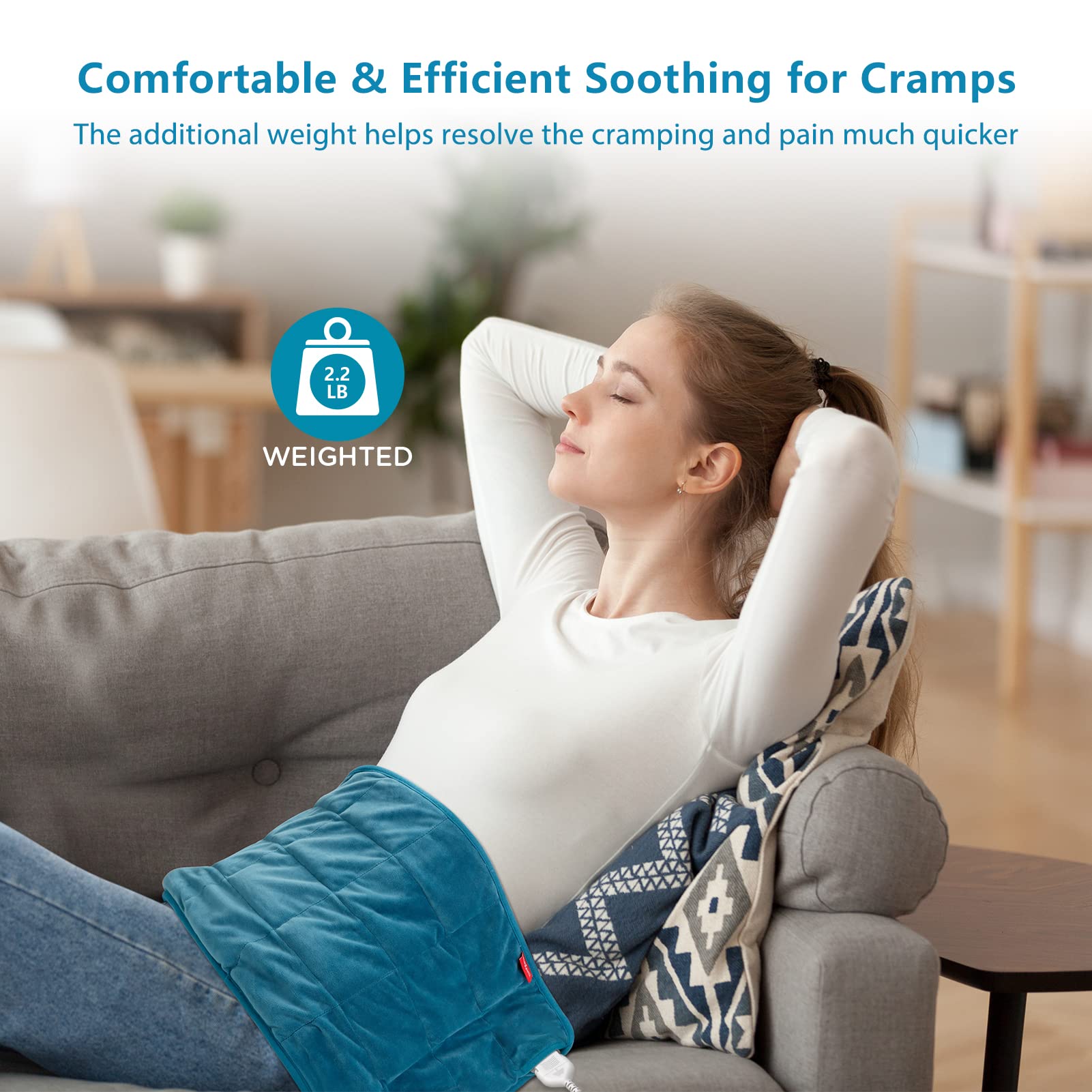 Comfytemp Full Weighted Heating Pad for Back Pain & Cramps Relief, 2.2lb Large Electric Comfytemp uk supplements