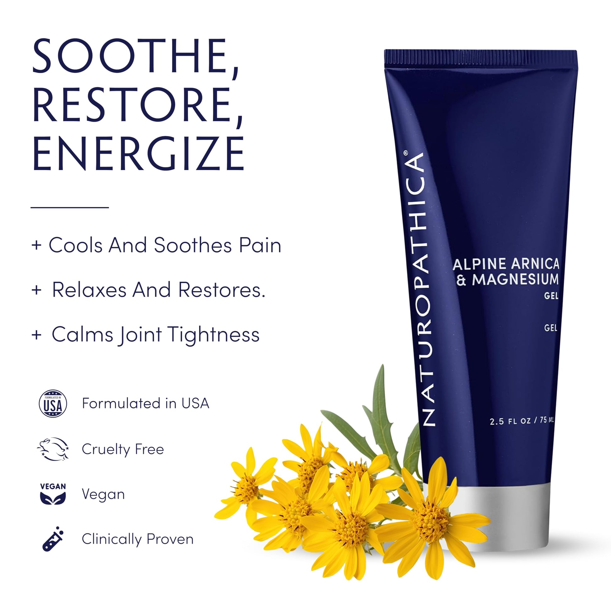 Naturopathica Alpine Arnica & Magnesium Gel, Cooling Massage Gel with Menthol for Muscle Discomfort and Relaxation, 2.5 fl oz Naturopathica uk supplements