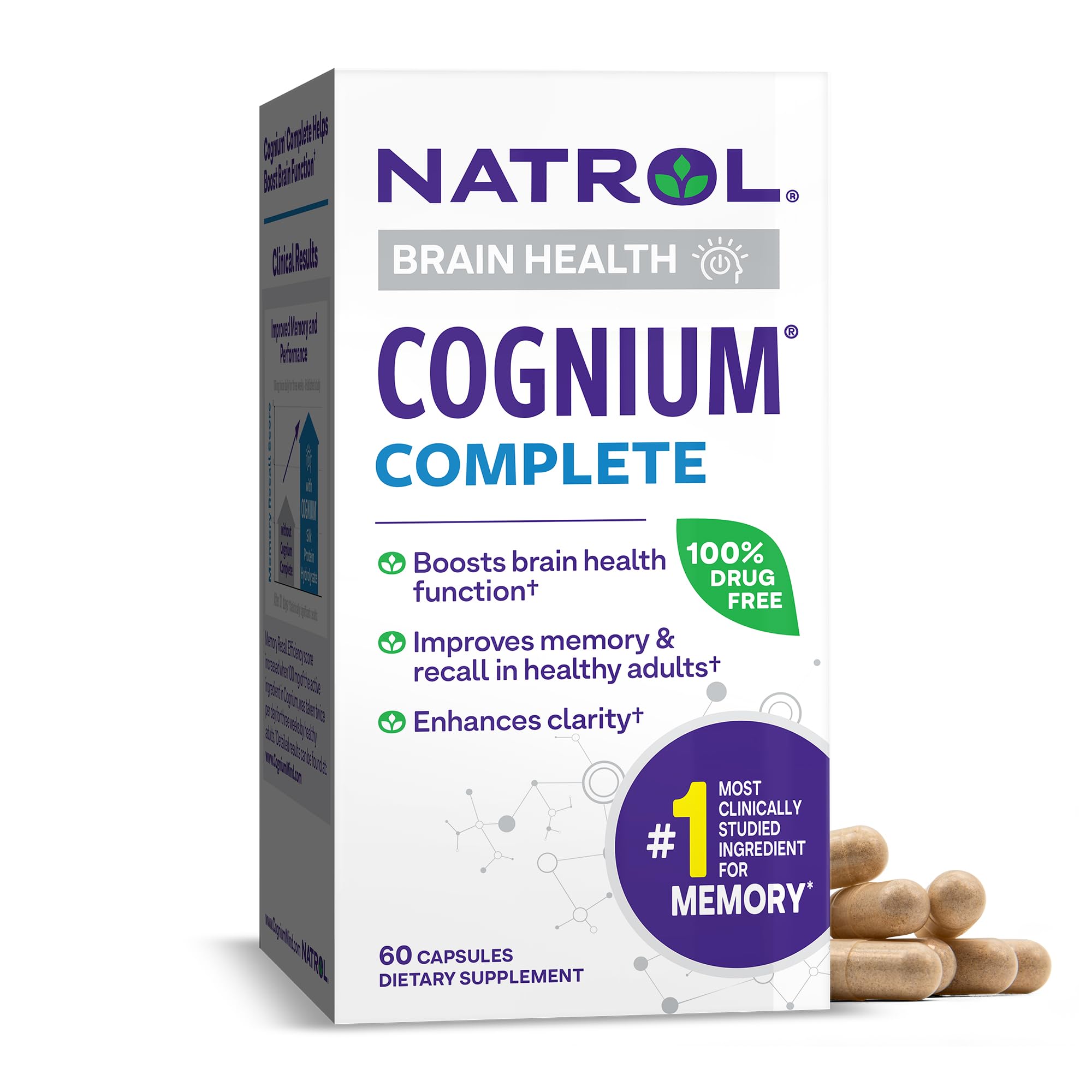 Natrol Cognium Complete, Dietary Supplement for Brain Health, Brain Health Supplements for Adults, 60 Capsules, 30 Day Supply Natrol uk supplements