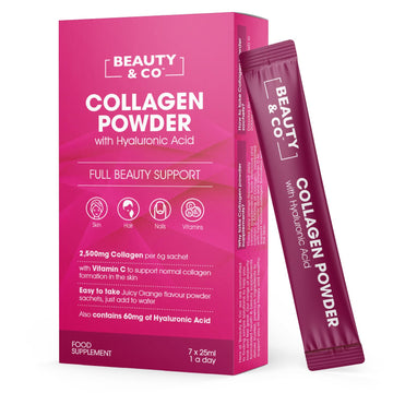 Collagen 2500mg Powder Supplement Boosted with Vitamin C and Hyaluronic Acid (Bovine) Beauty & Co uk supplements