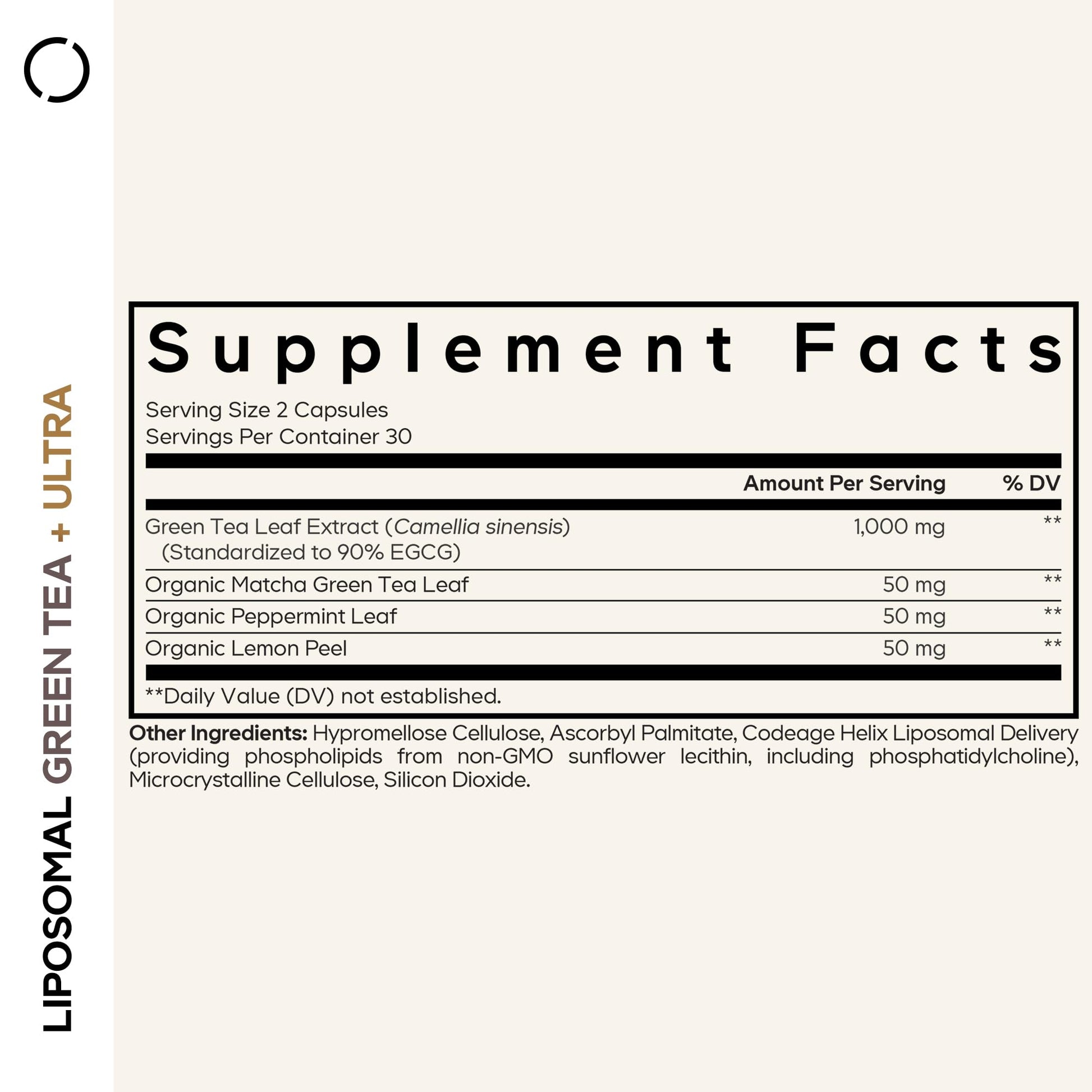 Codeage Liposomal Green Tea+ Ultra Potency - EGCG 90% Green Tea Extract, Organic Matcha Green Powder, Peppermint, Lemon Peel - Vegan, Non-GMO, Gluten-Free - Liposomal Delivery - 60 Capsules Codeage uk supplements