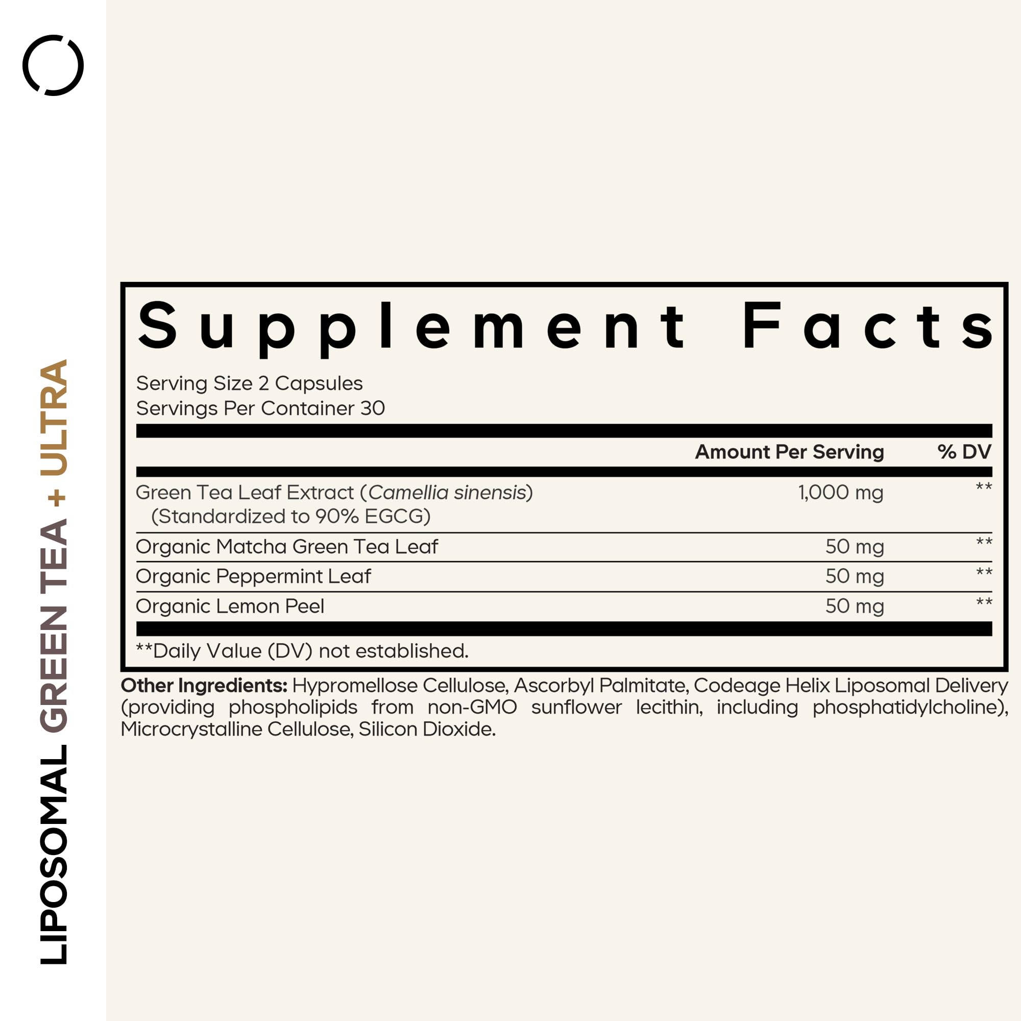 Codeage Liposomal Green Tea+ Ultra Potency - EGCG 90% Green Tea Extract, Organic Matcha Green Powder, Peppermint, Lemon Peel - Vegan, Non-GMO, Gluten-Free - Liposomal Delivery - 60 Capsules Codeage uk supplements