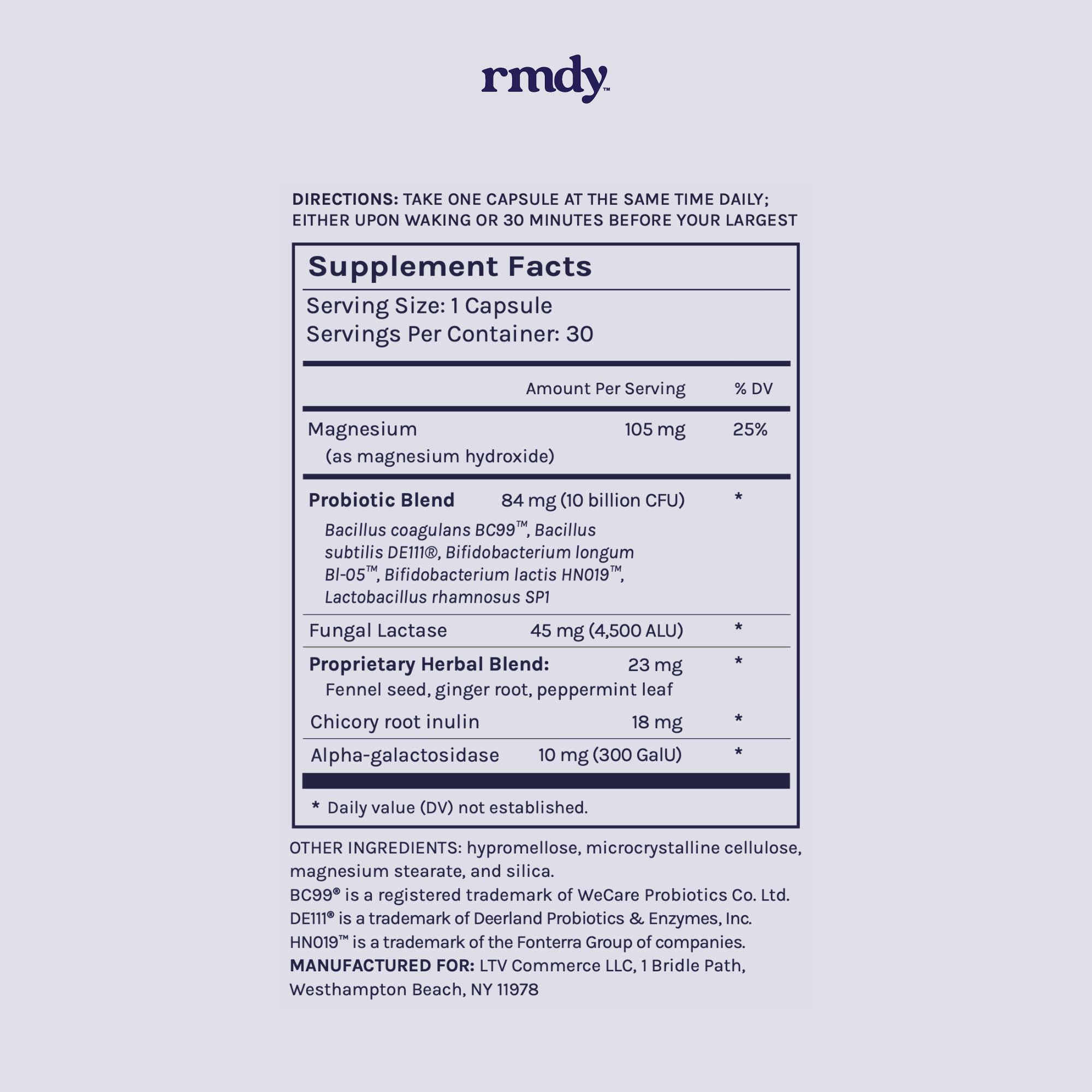 rmdy Constipation, Bloating, & Gas Relief | Relief from Diarrhea, & IBS | Probiotic for Digestive Health & Gut | 30 Capsules rmdy uk supplements