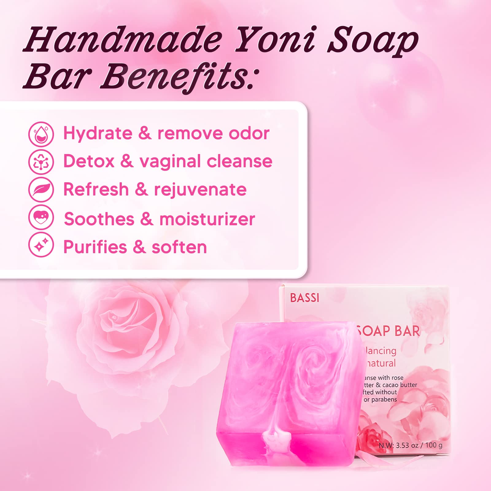 Feminine Wash & Yoni Oil & Yoni Soap Set for Women, Yoni Wash for Vaginal Ph Balance Remove Odor BASSI uk supplements