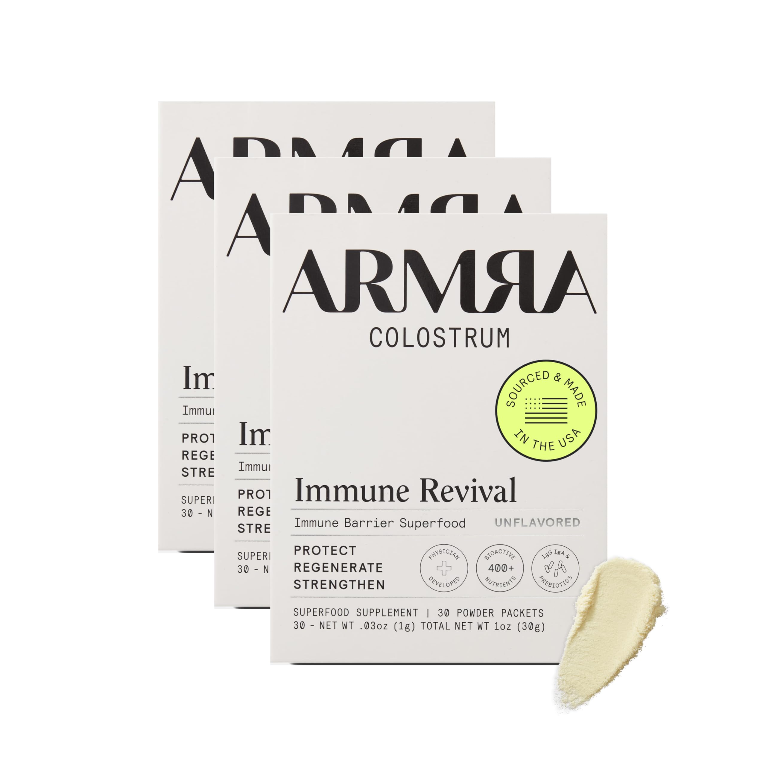 ARMRA Colostrum™ Premium Powder, Grass Fed, Gut Health Bloating Immunity Skin & Hair, Contains 400+ Bioactive Nutrients, Keto, Gluten & Fat Free (Unflavored Bundle | 90 Servings) ARMRA uk supplements