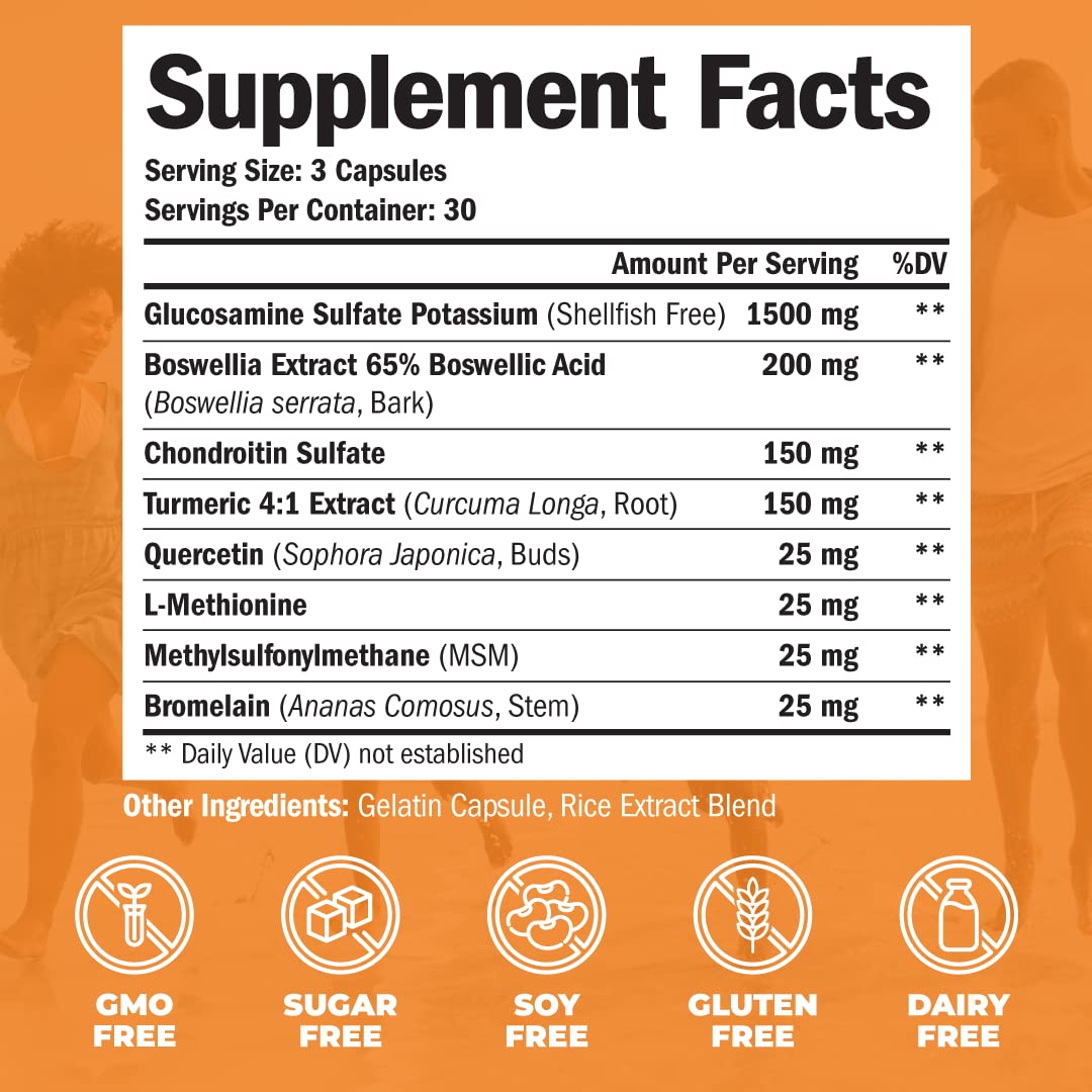 Glucosamine Chondroitin MSM Turmeric Boswellia - Joint Support Supplement. Antioxidant Vimerson Health uk supplements