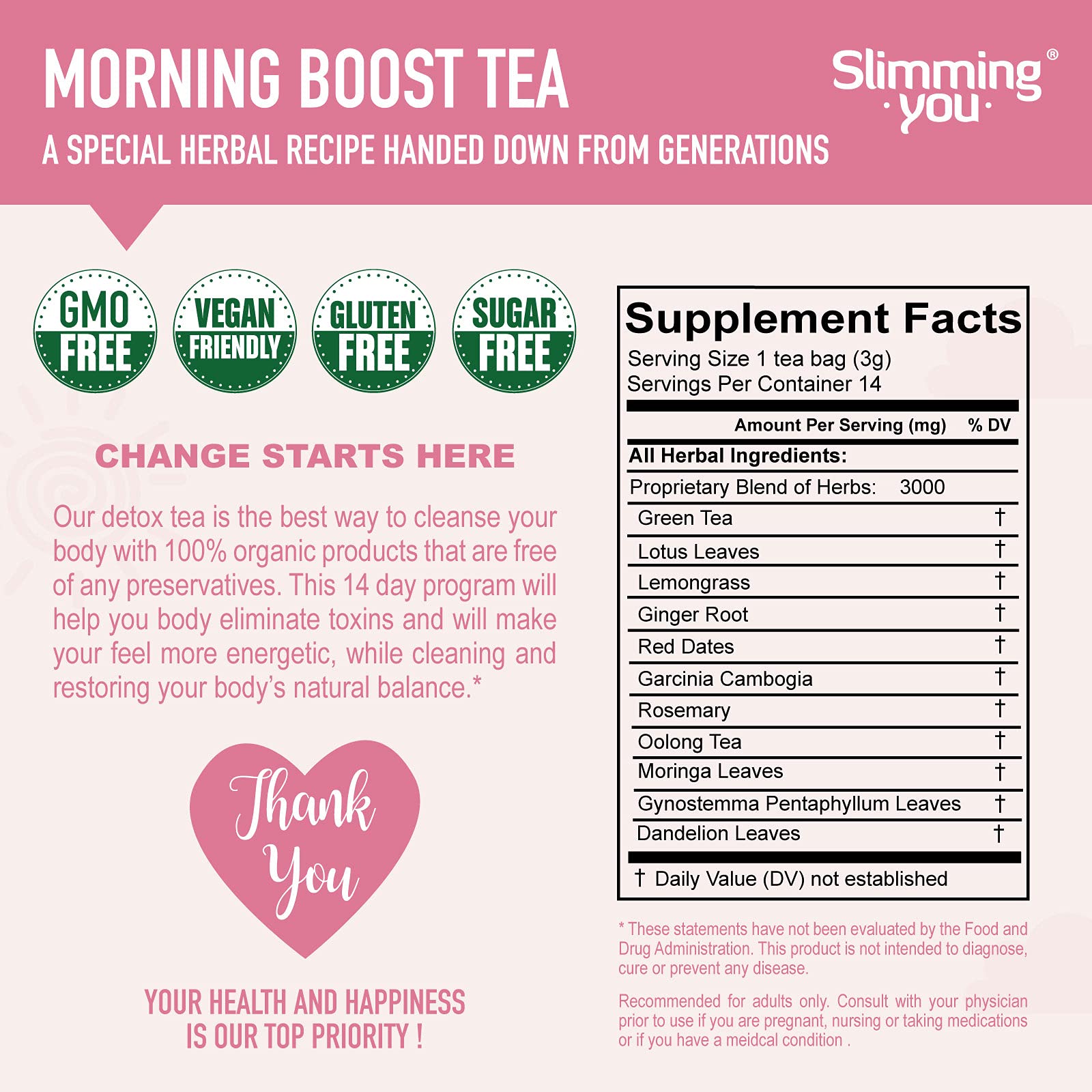 TAOISTEA 14 Day Detox Tea for Weight Loss, Body Cleanse, Metabolism Boost - Morning TAOISTEA uk supplements