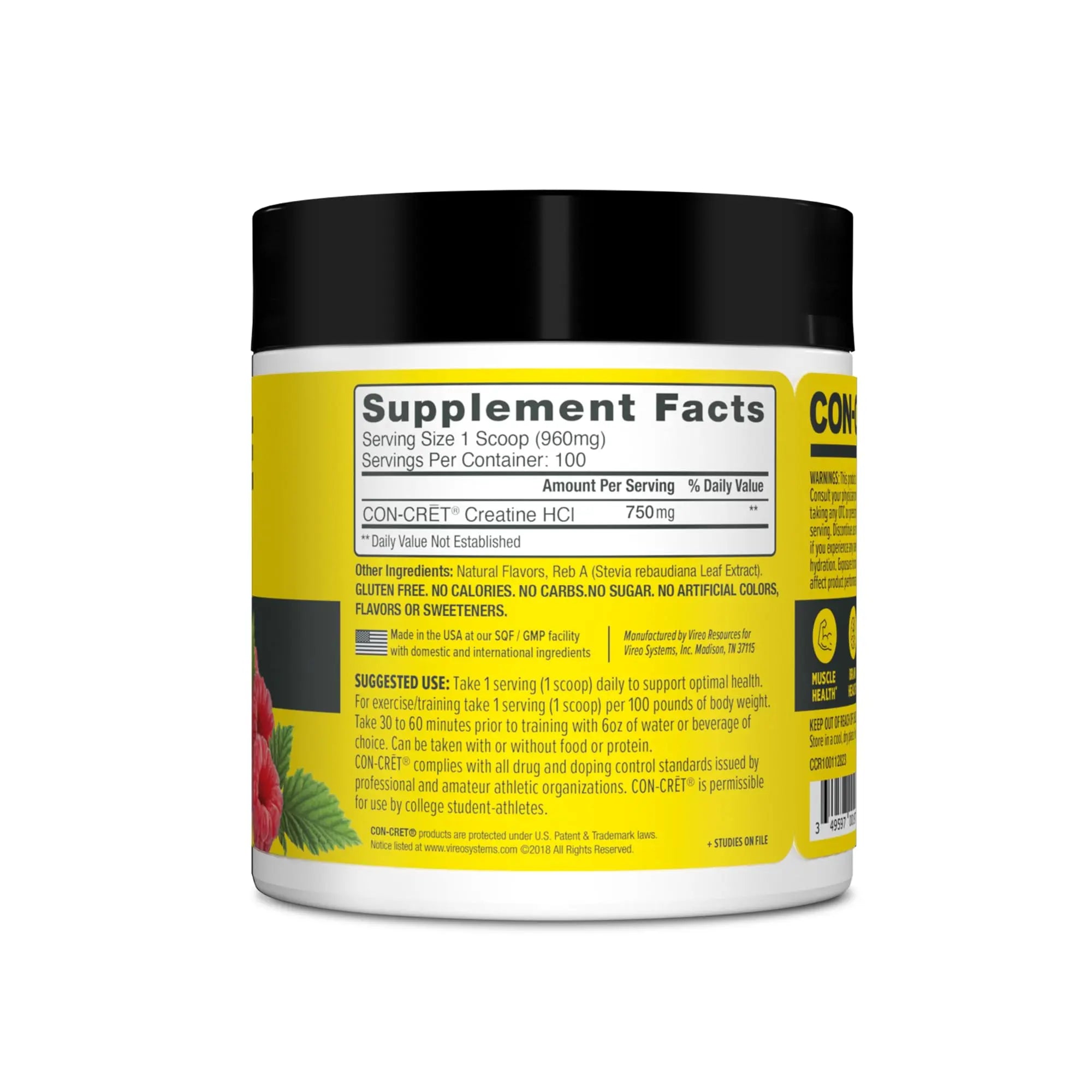 CON-CRET Creatine HCl Powder | Muscle, Cognitive, Cellular Energy Support | No Bloating or Cramps | USA Made & NSF Certified CON-CRET uk supplements