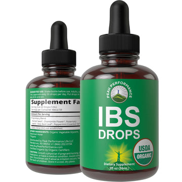 USDA Organic IBS Relief 5-in-1 Liquid Drops. for Ingestion, Bloating, Gas. Irritable Bowel Supplement with 5 Organic Ingredients. Peppermint Oil, Fennel Seed, Chamomile Flower, Rosemary, Holy Basil Peak Performance uk supplements