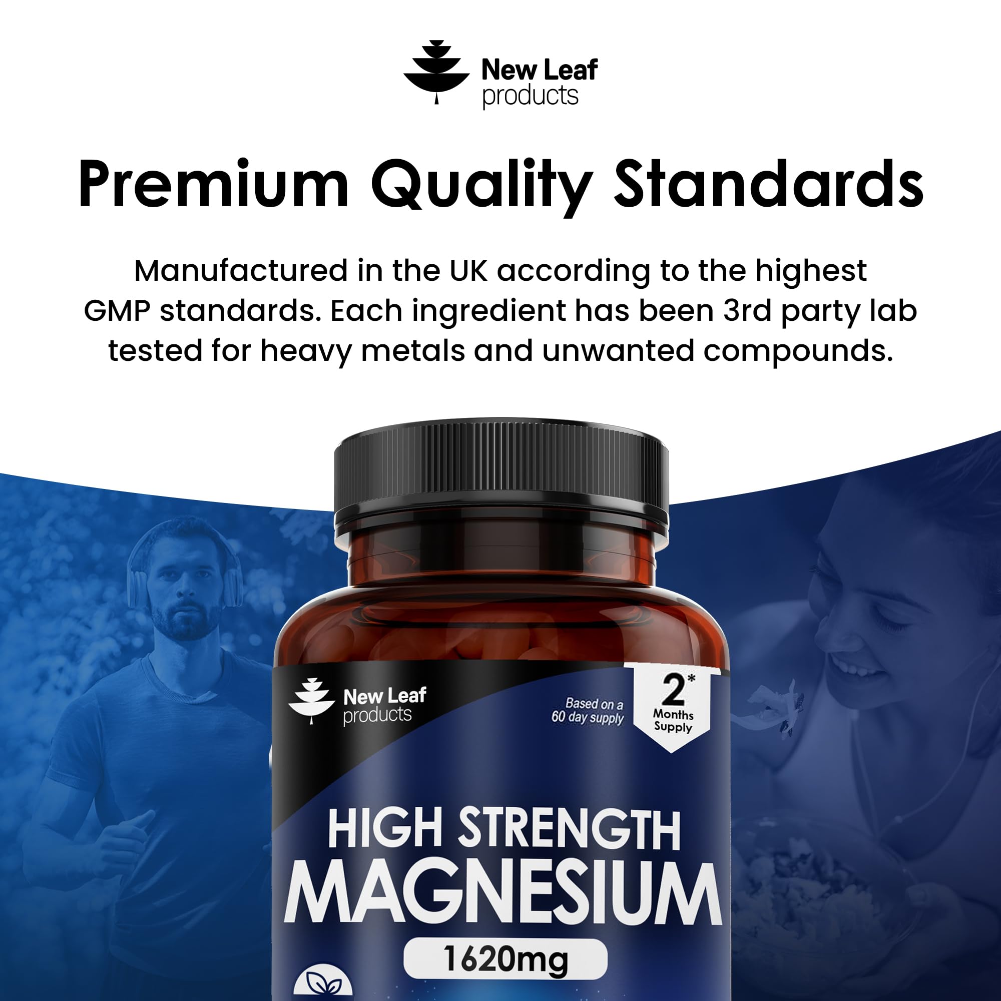 Magnesium Supplements 1620mg - Super Strength - Magnesium Citrate Capsules NEW LEAF PRODUCTS uk supplements
