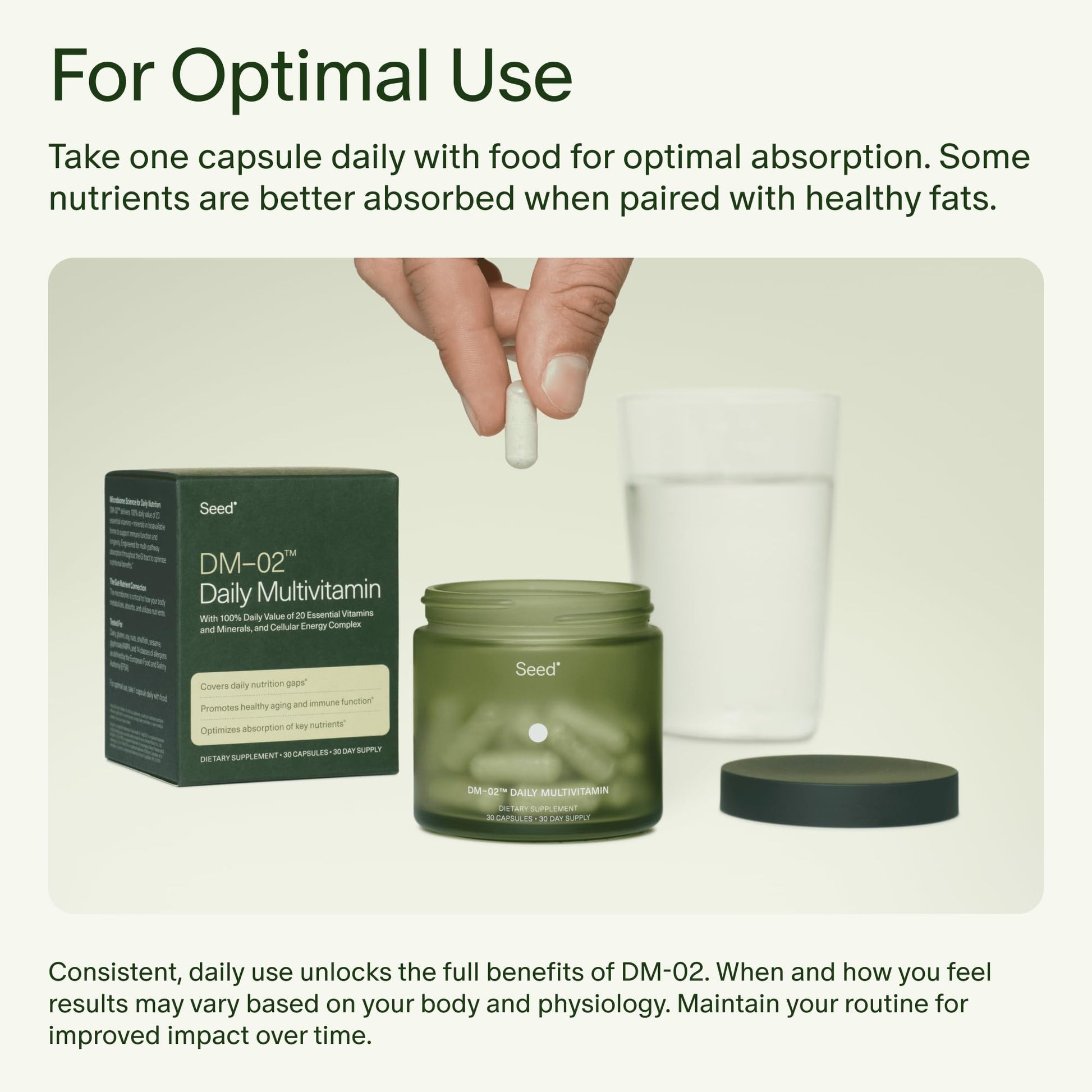 Seed DM-02 Daily Multivitamin - 100% DV Essential Vitamins and Minerals for Women & Men - Helps Fill Daily Nutrient Gaps - Immune, Bone, Hair, Skin & Nails Health - Vegan - 30 Capsules (30-Day Supply) Visit the Seed Store uk supplements