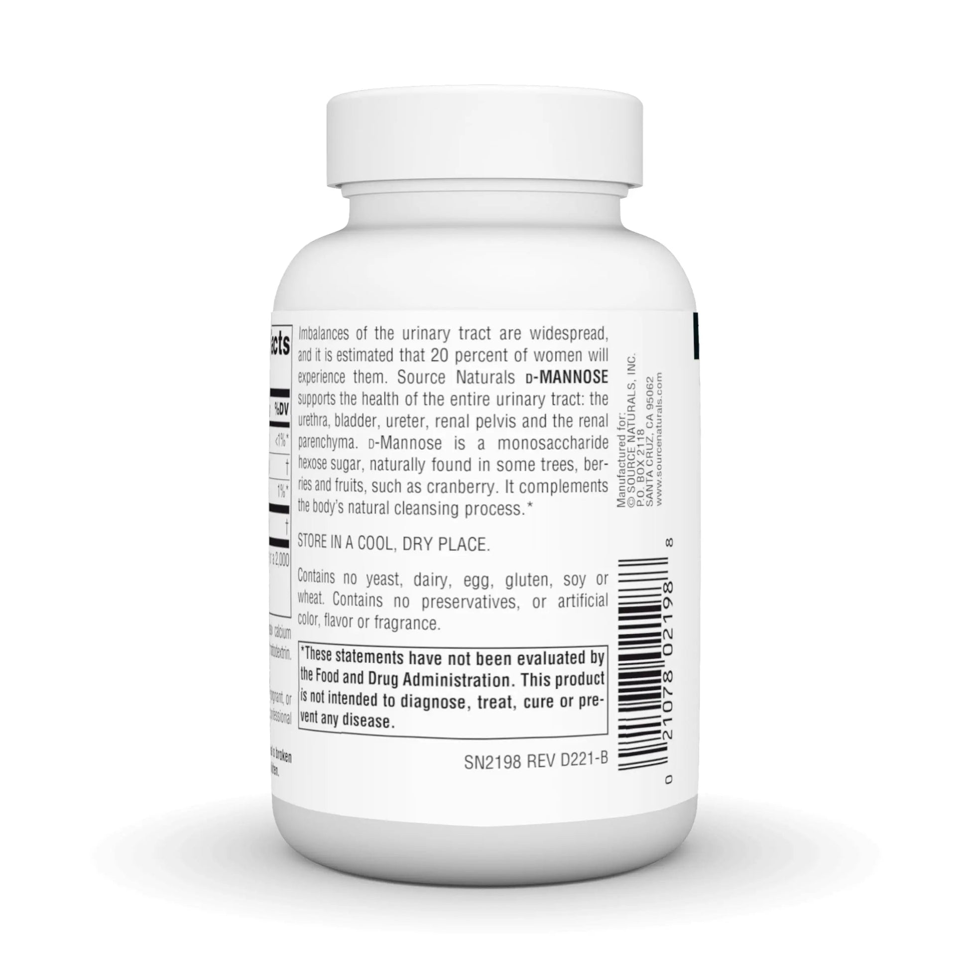 Source Naturals D-Mannose, Potent Urinary Tract & Bladder Health Support*, 500mg - 60 Capsules Source Naturals uk supplements