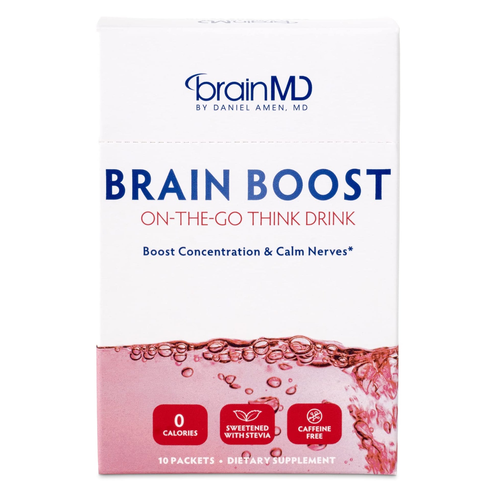 BRAINMD Dr Amen Brain Boost On The Go - 10 Packets, Berry Flavor - Nootropic Drink Powder, Promotes Focus, Clarity & Mental Energy - Caffeine Free, Gluten Free - 10 Servings BRAINMD uk supplements