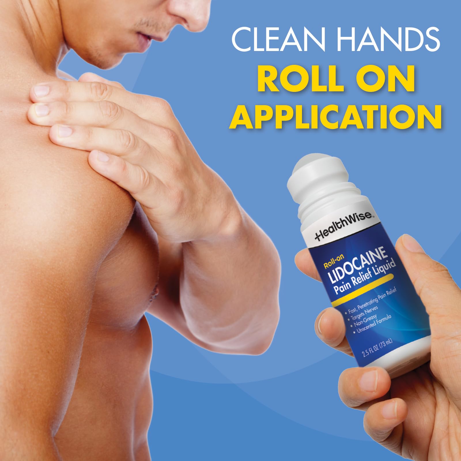 HealthWise 4% Lidocaine Roll-On | OTC Strength | Pain Relief Liquid | 2.5 oz. 73 mL | Non-Greasy, Unscented Formula | Topical Anesthetic HealthWise uk supplements