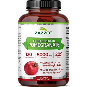 Zazzee Extra Strength Pomegranate 20:1 Extract, 40% Ellagic Acid, 120 Vegan Capsules, 4 Month Supply, Punica Granatum, Antioxidant & Cellular Health Support, Non-GMO, Made in the USA Zazzee uk supplements