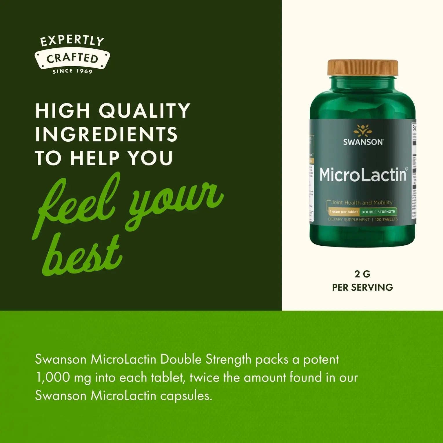 Swanson Microlactin Double Strength 1000 Milligrams 120 Tabs (3 Pack) Swanson uk supplements