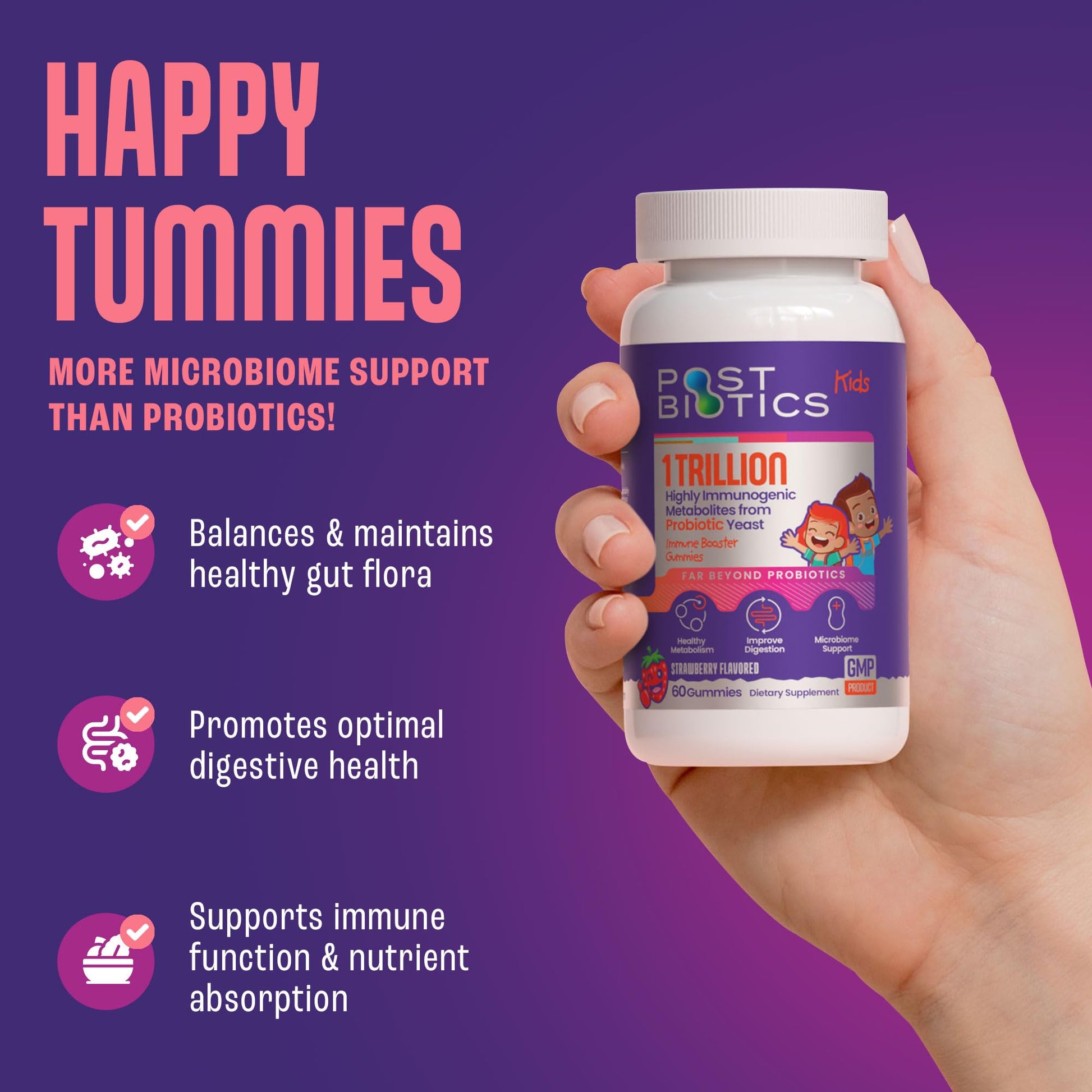 NAVEH PHARMA Postbiotics Kids Strawberry Gummies. Children’s Postbiotics, Ages 4+, 1 Trillion metabolites 200X Ingredients Than Probiotic Or Prebiotic. Gut Health, Immunity, Digestion & Microbiome NAVEH PHARMA uk supplements