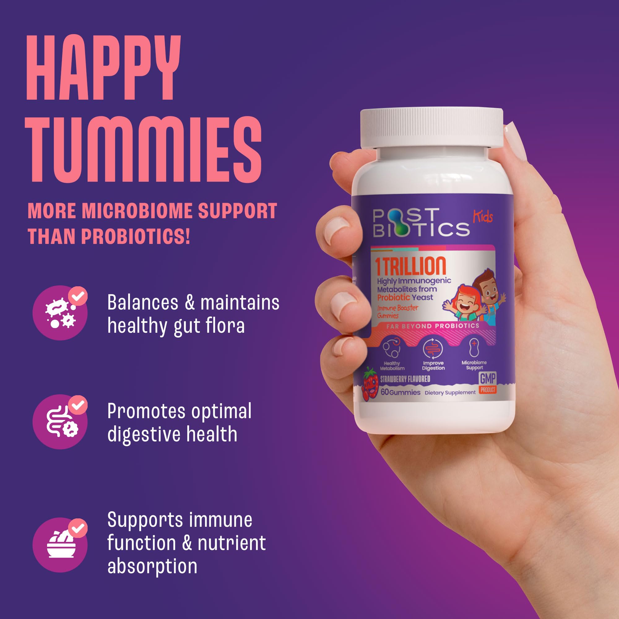 NAVEH PHARMA Postbiotics Kids Strawberry Gummies. Children’s Postbiotics, Ages 4+, 1 Trillion metabolites 200X Ingredients Than Probiotic Or Prebiotic. Gut Health, Immunity, Digestion & Microbiome NAVEH PHARMA uk supplements