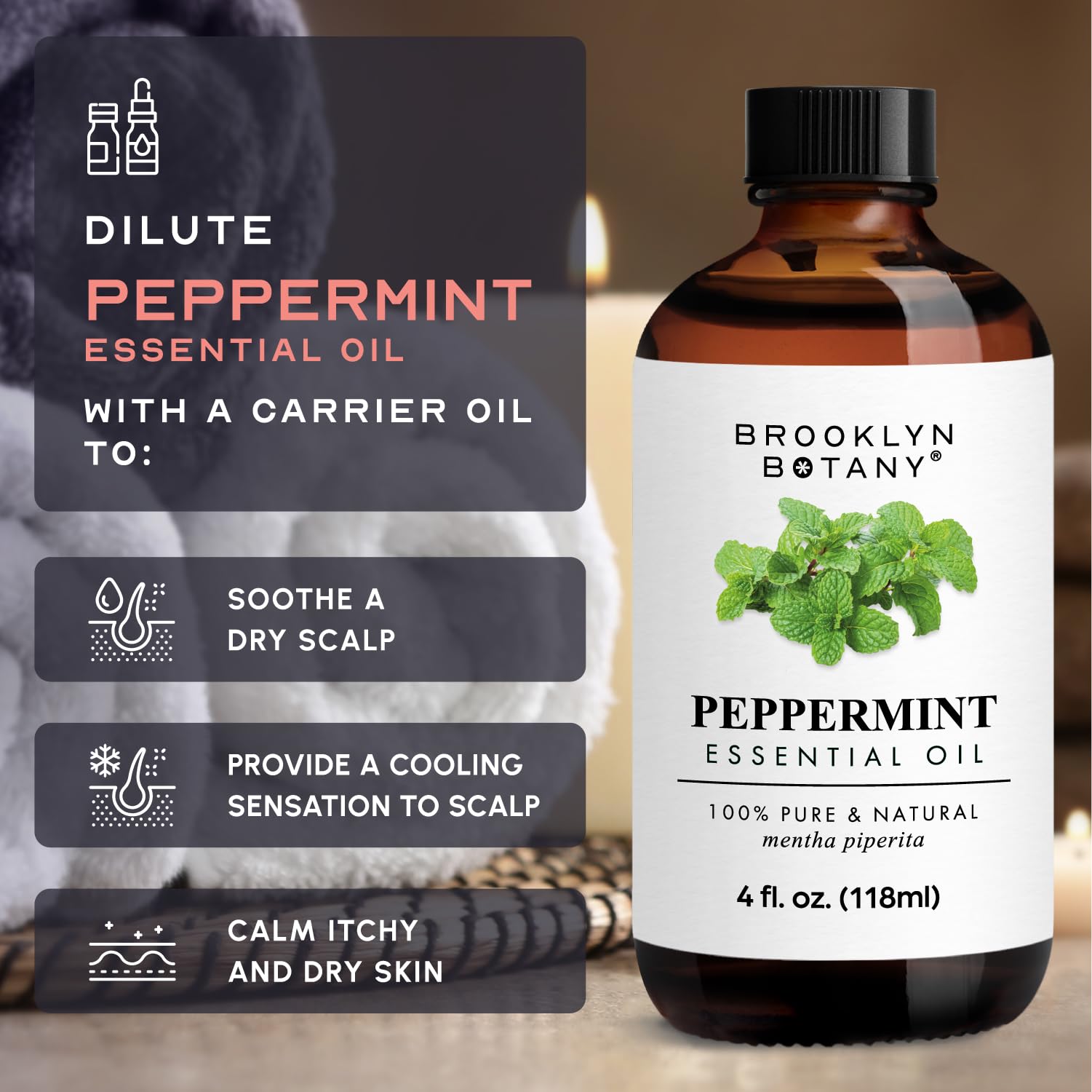 Brooklyn Botany Peppermint Essential Oil - Huge 4 Fl Oz - 100% Pure and Natural - Premium Grade Brooklyn Botany uk supplements