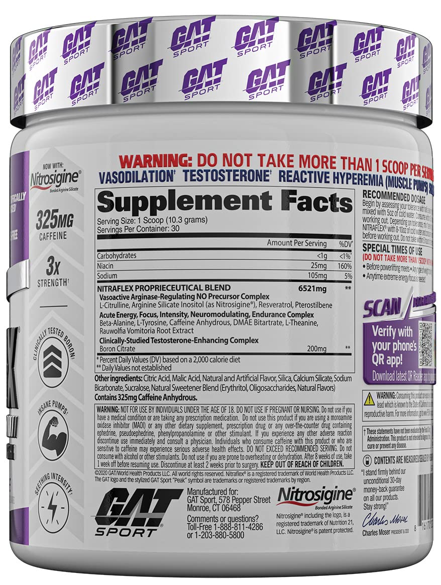 GAT SPORT, Nitraflex Advanced Pre-Workout Powder, Increases Blood Flow, Boosts Strength GAT SPORT uk supplements