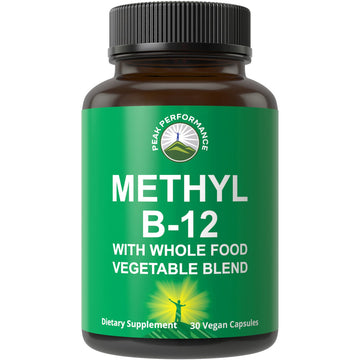 Methyl B12 Vitamin + Whole Food Blend of 25 Vegetables and Fruits for Max Absorption. Vegan Vitamin B12 Methylcobalamin - Methyl B-12 Supplement for Energy, Focus and Relief. 30 Day Supply Capsules Peak Performance uk supplements