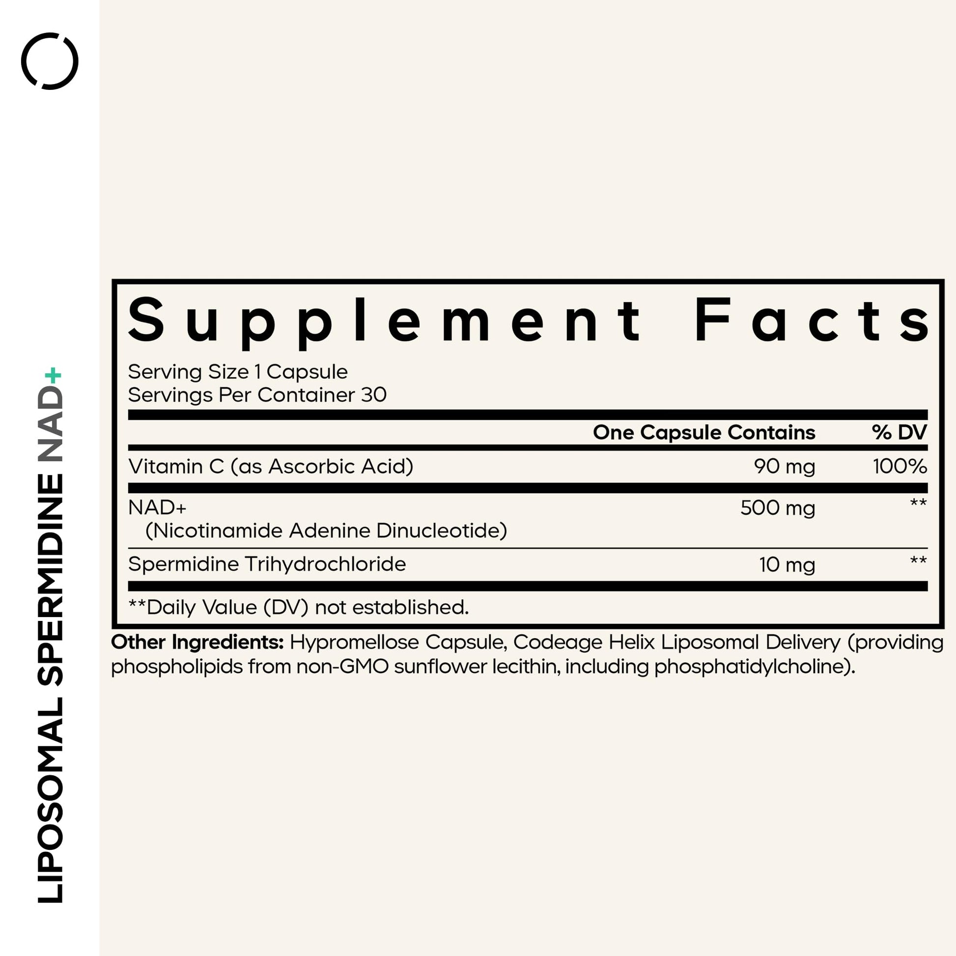 Codeage Liposomal Spermidine NAD+ Spermidine Supplement - 500 Mg NAD+ Vitamin C - Liposomal Delivery - Nicotinamide Adenine Dinucleotide Pills - 1 Capsule Per Serving - Vegan, Non-GMO - 30 Capsules Codeage uk supplements