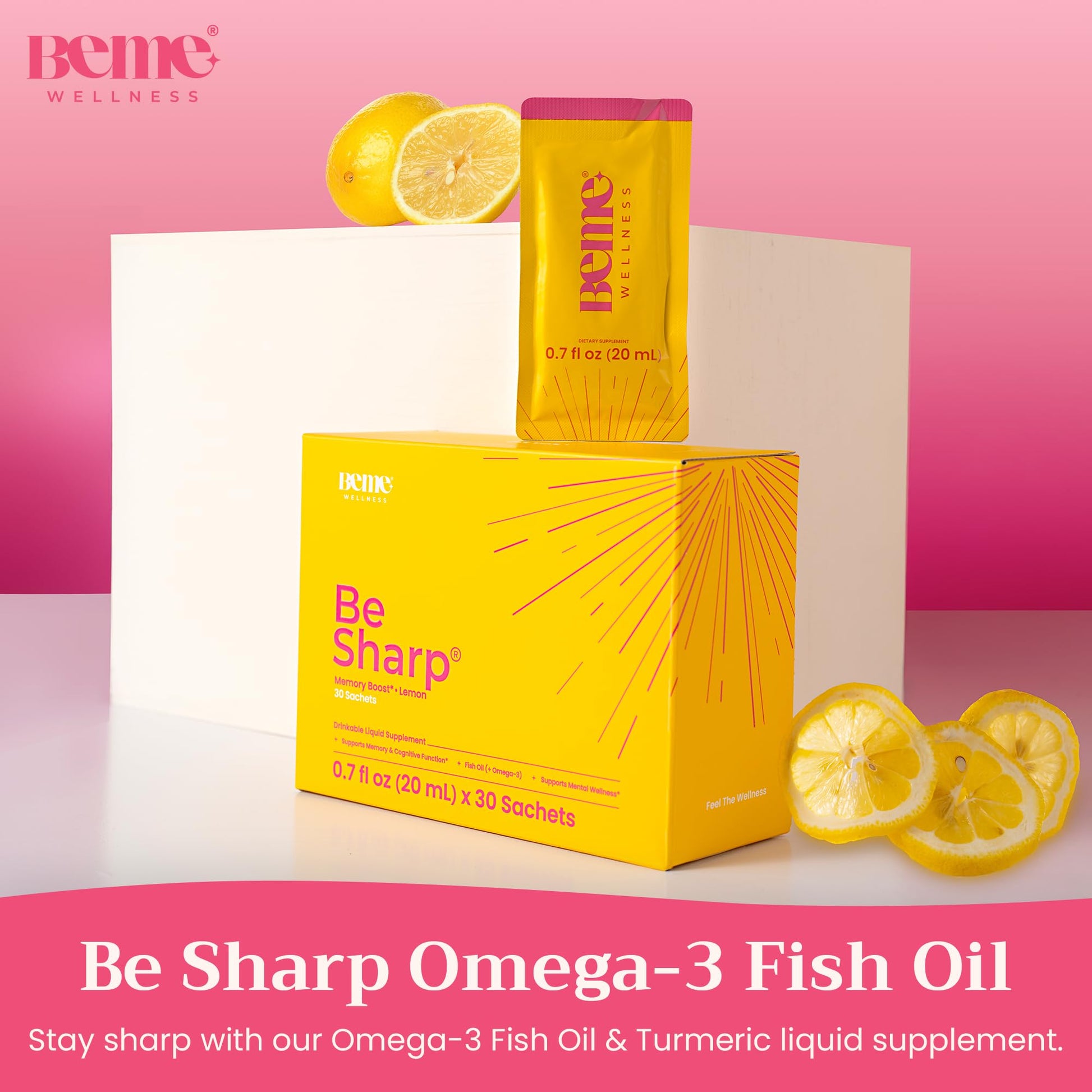 BeMe Liquid Omega 3 Fish Oil - Turmeric Curcumin, Lemon Balm Extract & Omega 3 Supplement for Women - Patented EPAX® for Quick Absorption & high bioavailability - Supports Memory & Brain Health BeMe uk supplements