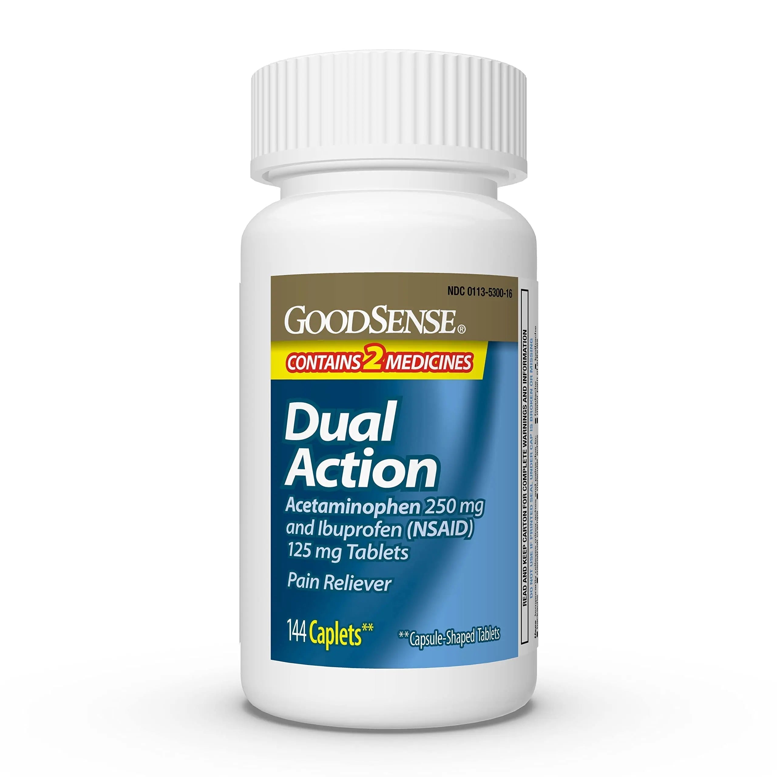GoodSense Dual Action Acetaminophen 250 mg and Ibuprofen (NSAID) 125 mg Tablets, Pain Reliever for Headache Relief, Arthritis Pain Relief and More, 144 Count GoodSense uk supplements