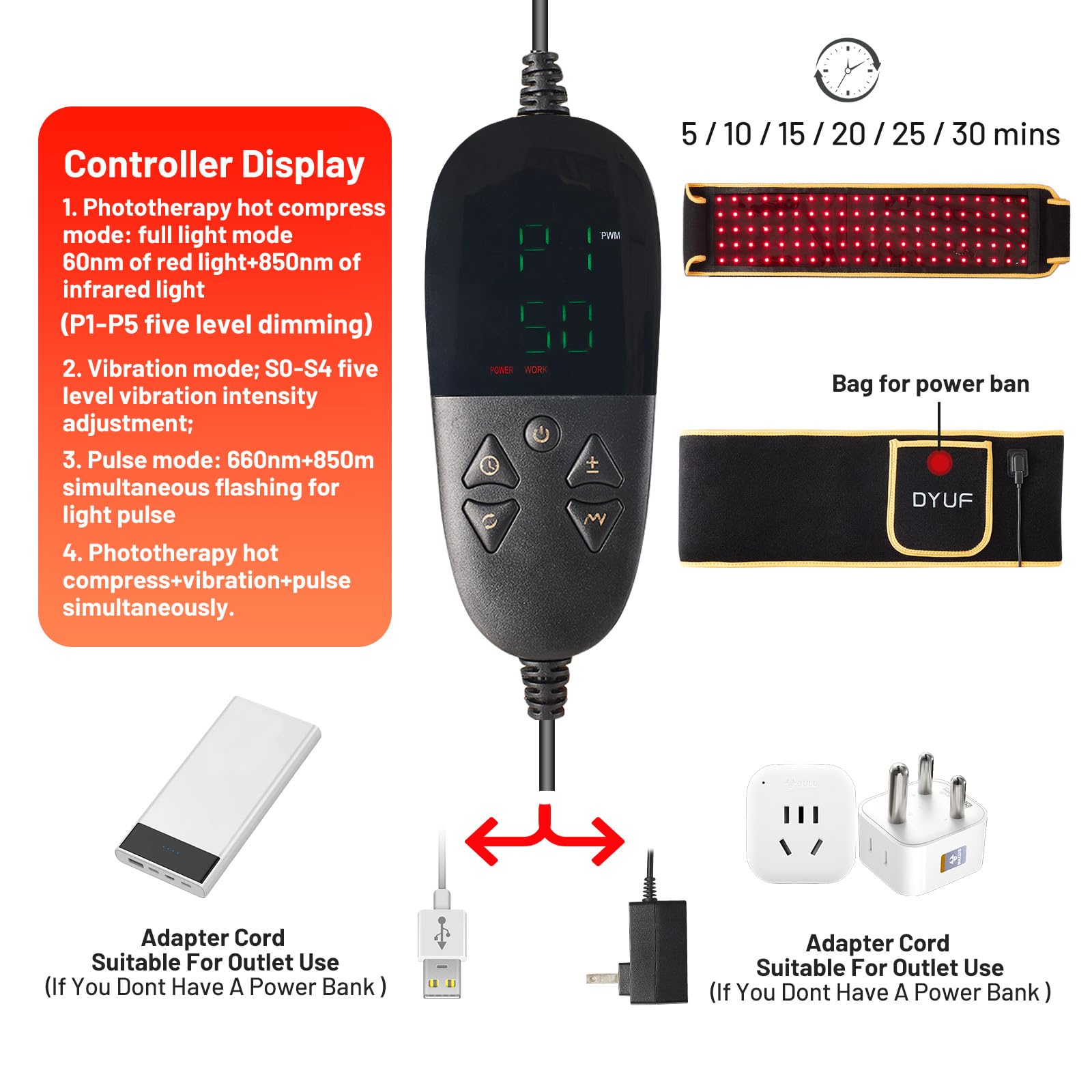 Red Light Therapy Belt DYUF Infrared Light Therapy : Muscle Recovery, Pain Relief, and Healing Device DYUF uk supplements