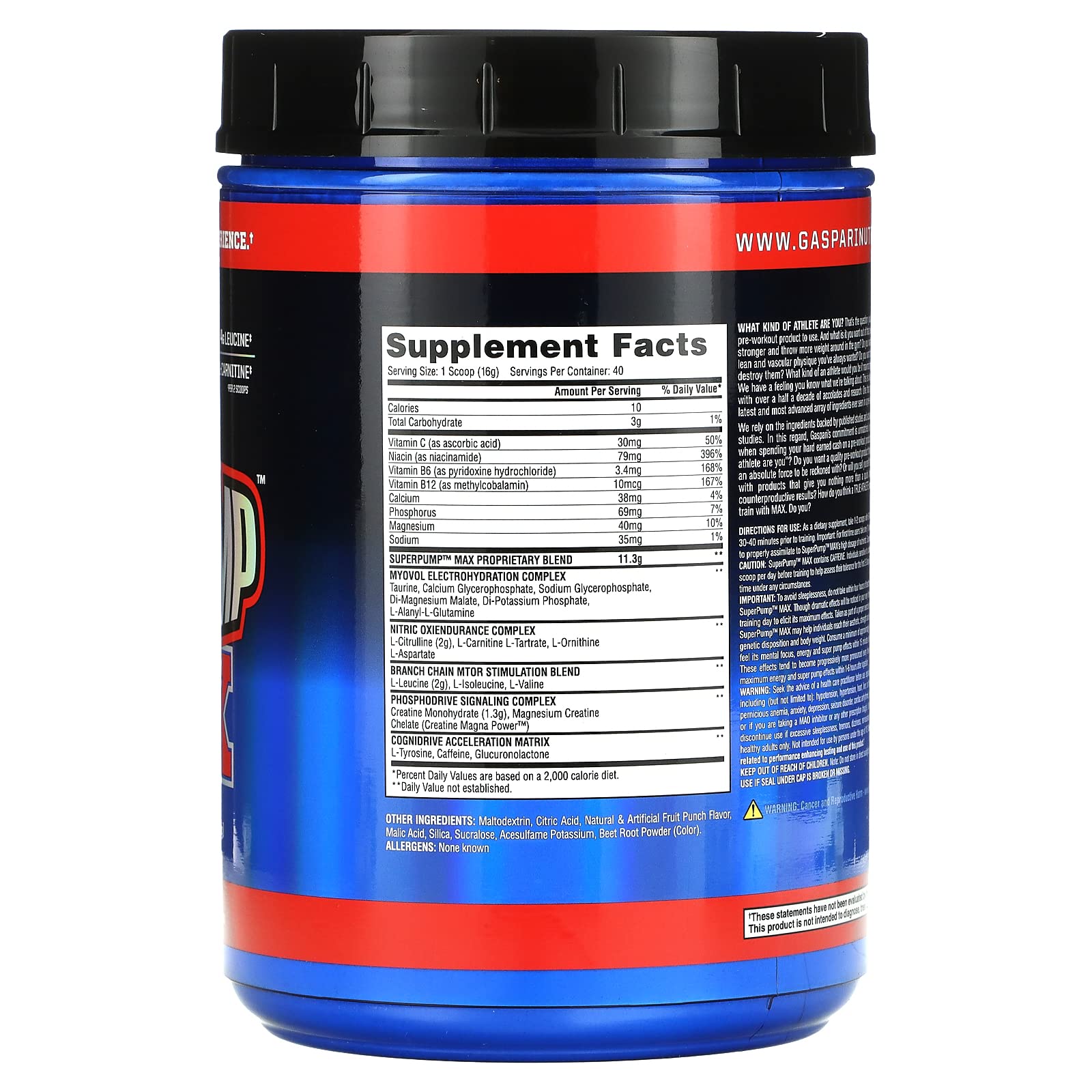 Gaspari Nutrition - SuperPump MAX - The Ultimate Pre Workout Powder, Sustained Energy Gaspari Nutrition uk supplements