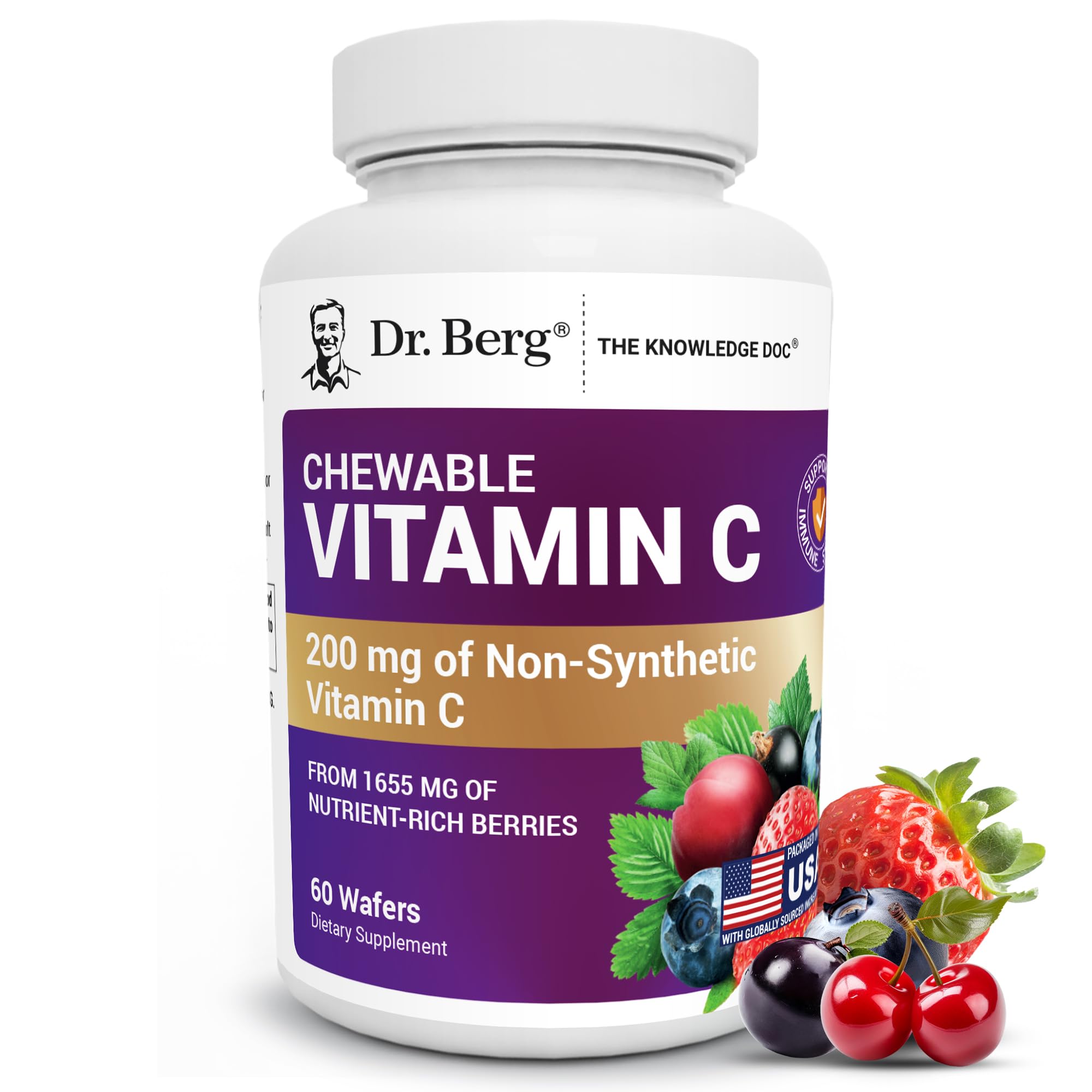 Dr. Berg Chewable Vitamin C Complex - Made with Organic, Non-GMO Berries - 60 Delicious Wafers Dr. Berg Nutritionals uk supplements