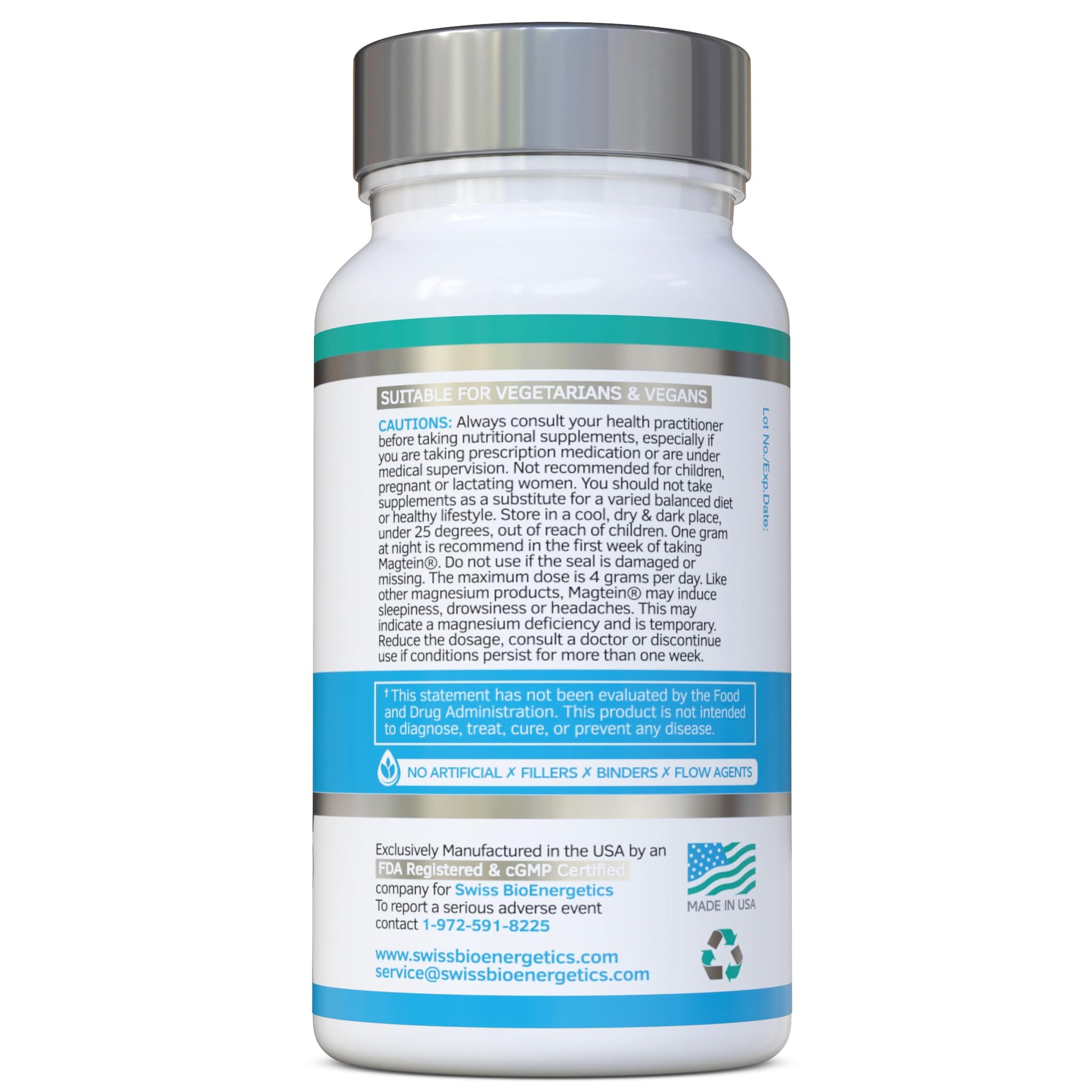 Magnesium L-Threonate Complex 7-in-1 with 1000mg of Magtein Plus Magnesium as Bisglycinate, Taurate, Citrate, Gluconate, Malate & Lactate - Supports Sleep - Vegan, US Made and No Artificial Nasties swiss bioenergetics uk supplements