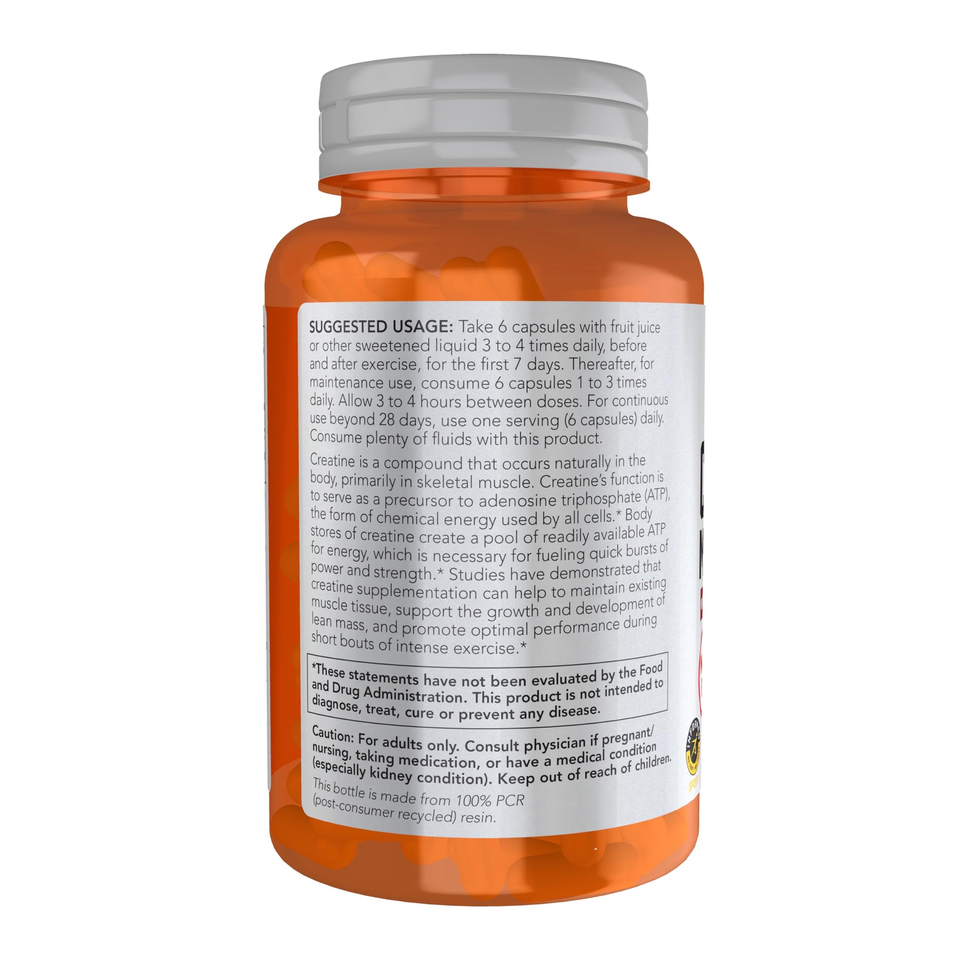 NOW Foods Sports Nutrition, Creatine Monohydrate 750 mg, Mass Building*/Energy Production*, 120 Veg Capsules NOW Foods uk supplements