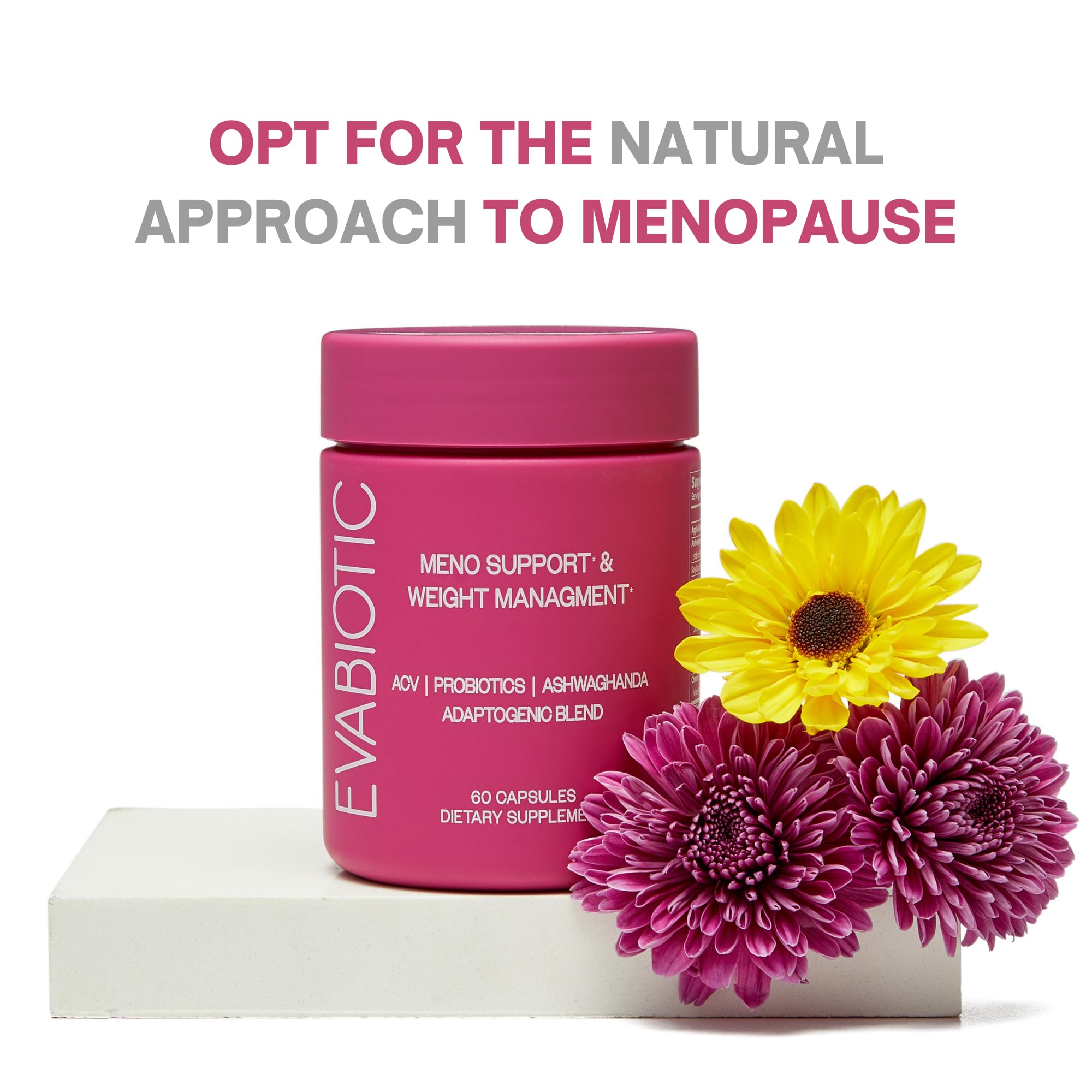 Complete Menopause Vitamins - Ashwaghanda, Probiotics, ACV for Weight Management, Hot Flashes, Night Sweats, Bloat, Hormone Balance - Vegan 60 Caps Menopause Supplements for Women Non-GMO EVABIOTIC uk supplements