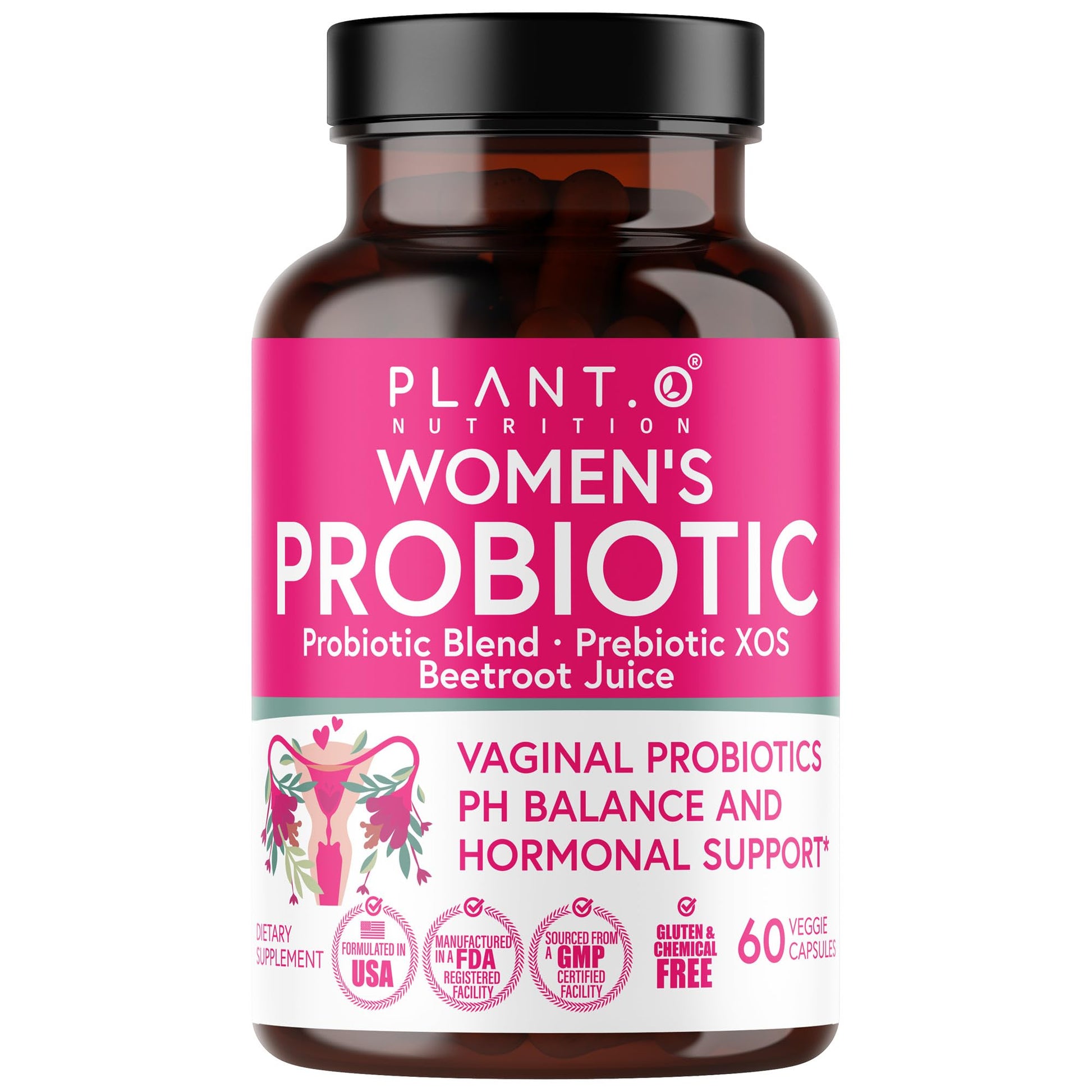 PLANT.O NUTRITION Vaginal Probiotics for Women with 4 Lactobacillus Strains Probiotic & Prebiotic Blend PLANT.O NUTRITION uk supplements