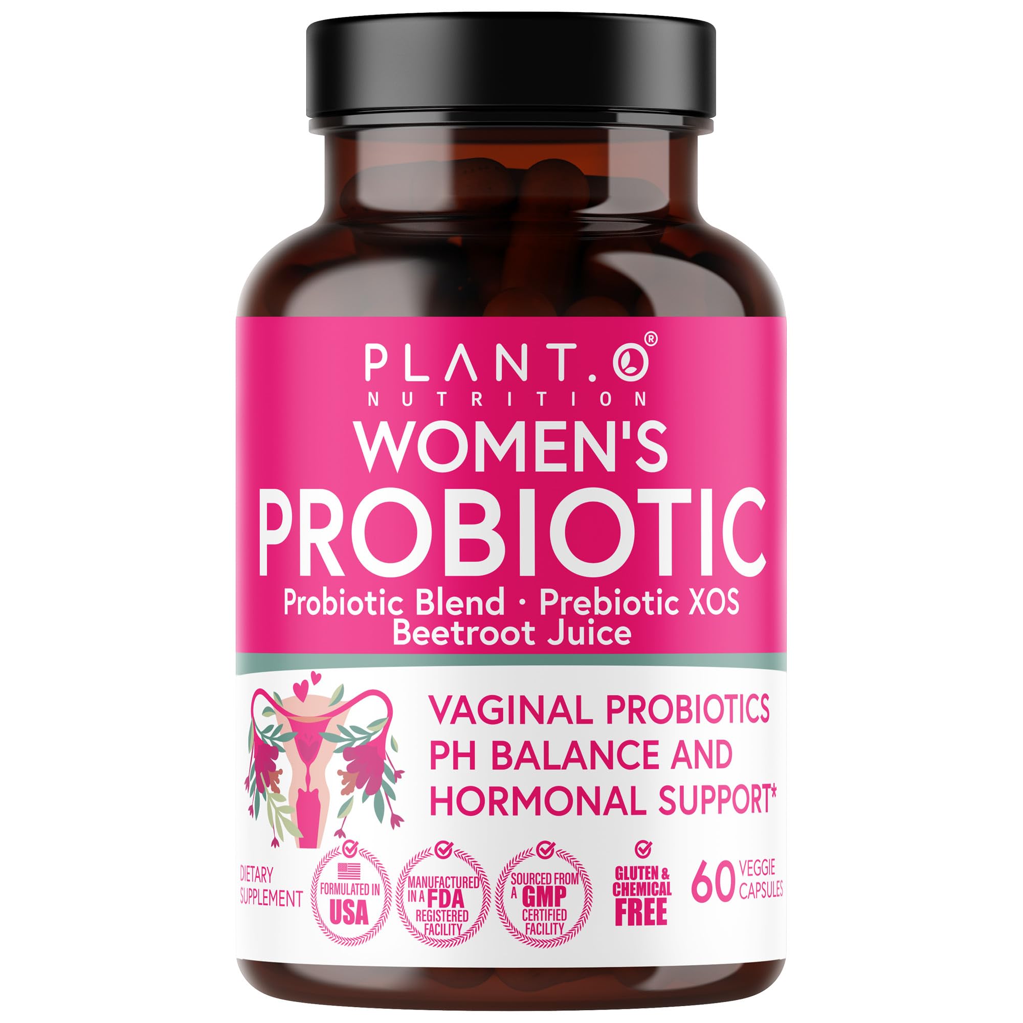 PLANT.O NUTRITION Vaginal Probiotics for Women with 4 Lactobacillus Strains Probiotic & Prebiotic Blend PLANT.O NUTRITION uk supplements