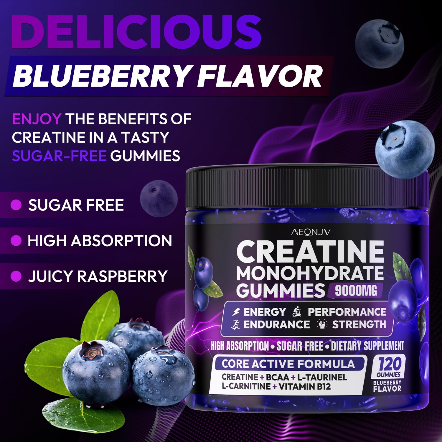 AEQNJV Creatine Gummies Monohydrate Complex for Men & Women, 9000MG Creatine Pre-Workout Supplement Enhance Muscle Strength Recovery Cognitive Health & Memory, 120 Gummies Sugar Free Vegan Non-GMO AEQNJV uk supplements